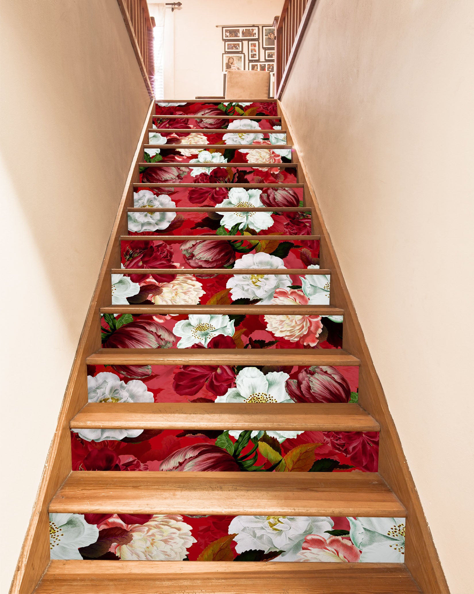 3D Red White Flowers 10430 Uta Naumann Stair Risers