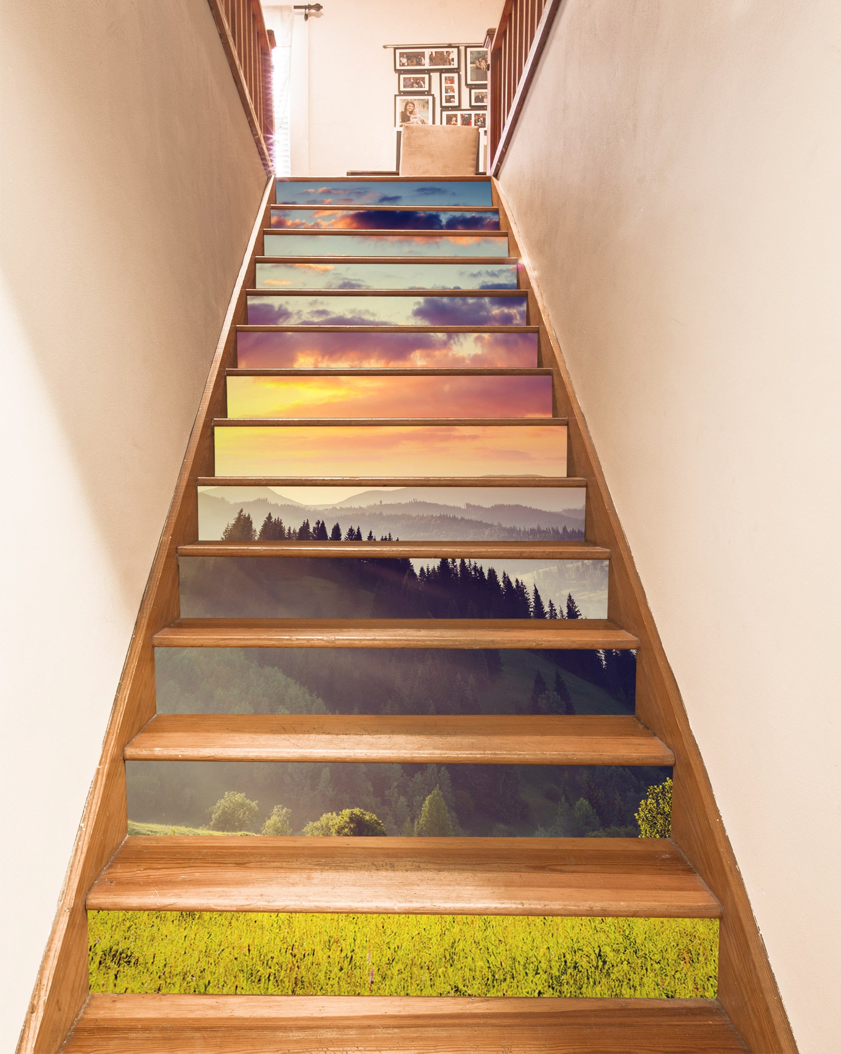 3D Sunset Glow 423 Stair Risers