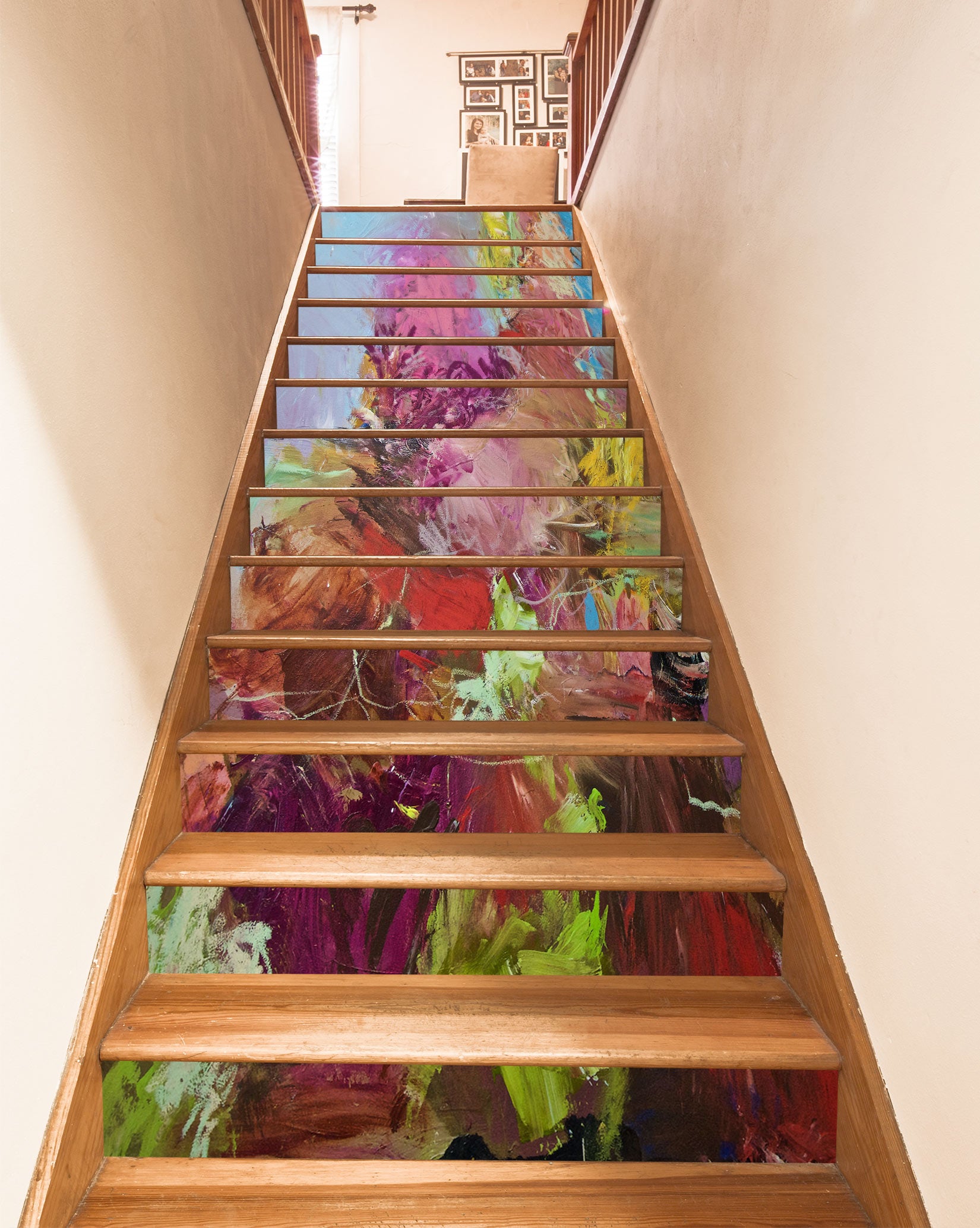 3D Pink Oil Painting Flowers 9028 Allan P. Friedlander Stair Risers