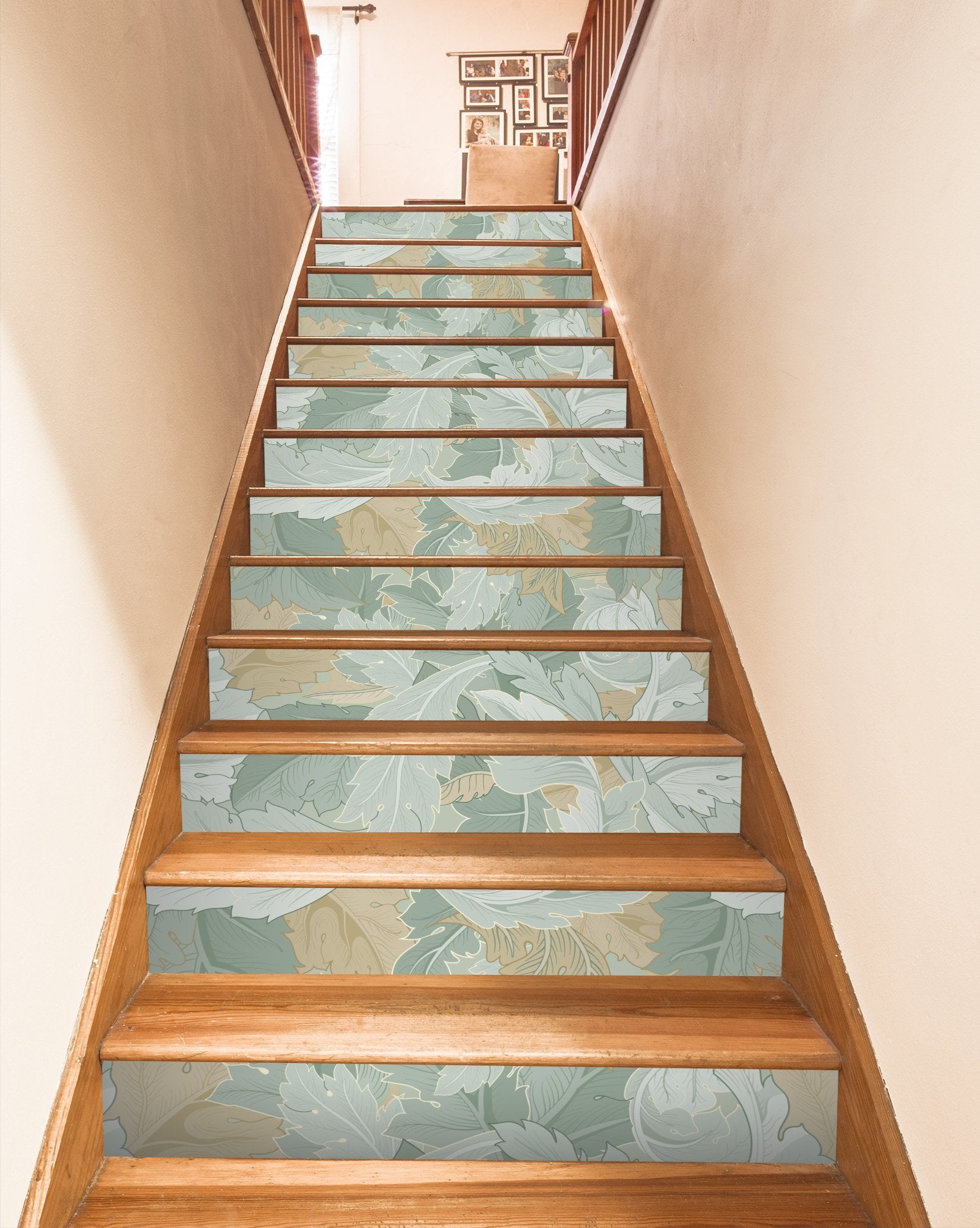 3D Green Leaf 477 Stair Risers Wallpaper AJ Wallpaper 