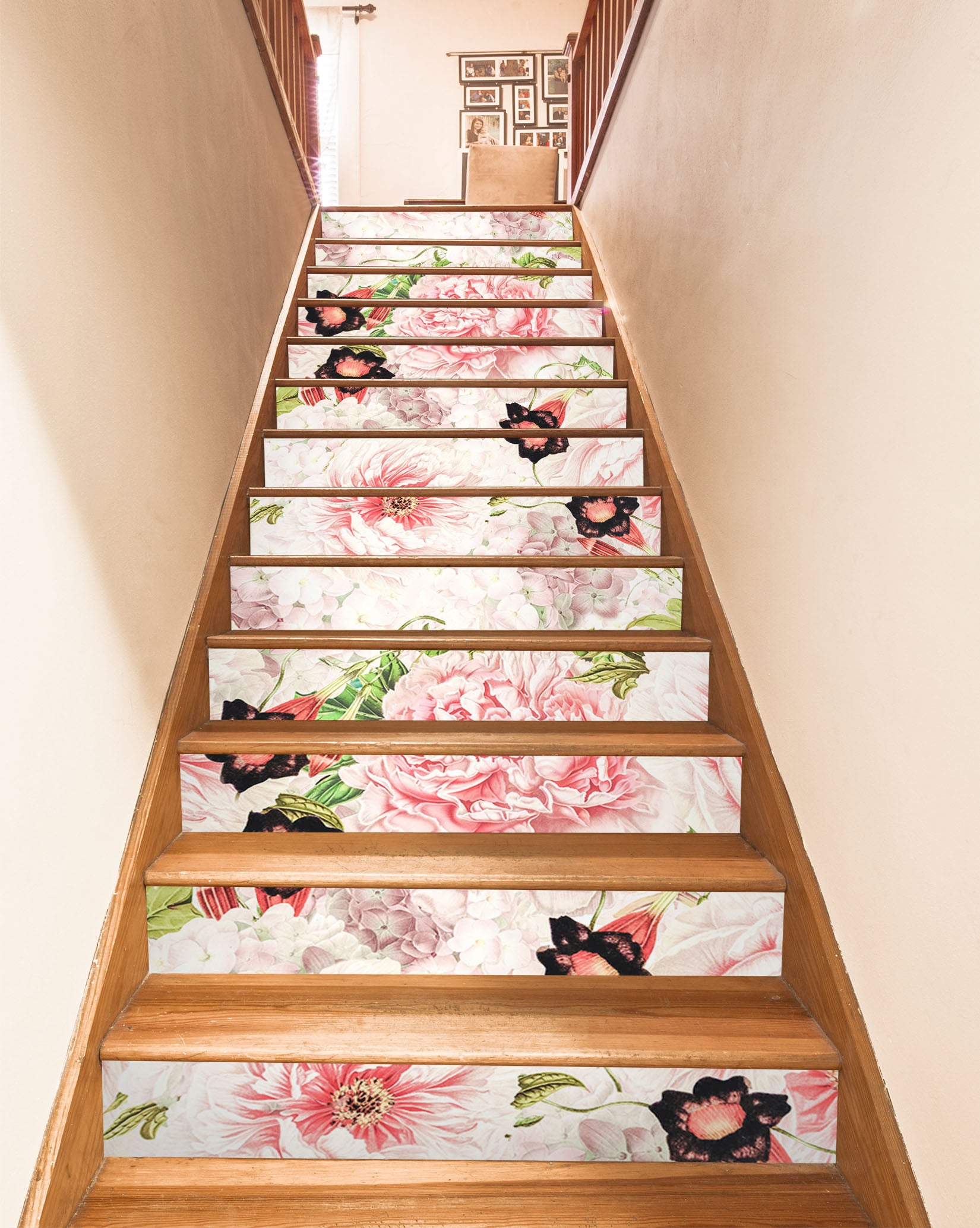 3D Flower Pattern Pink 10404 Uta Naumann Stair Risers