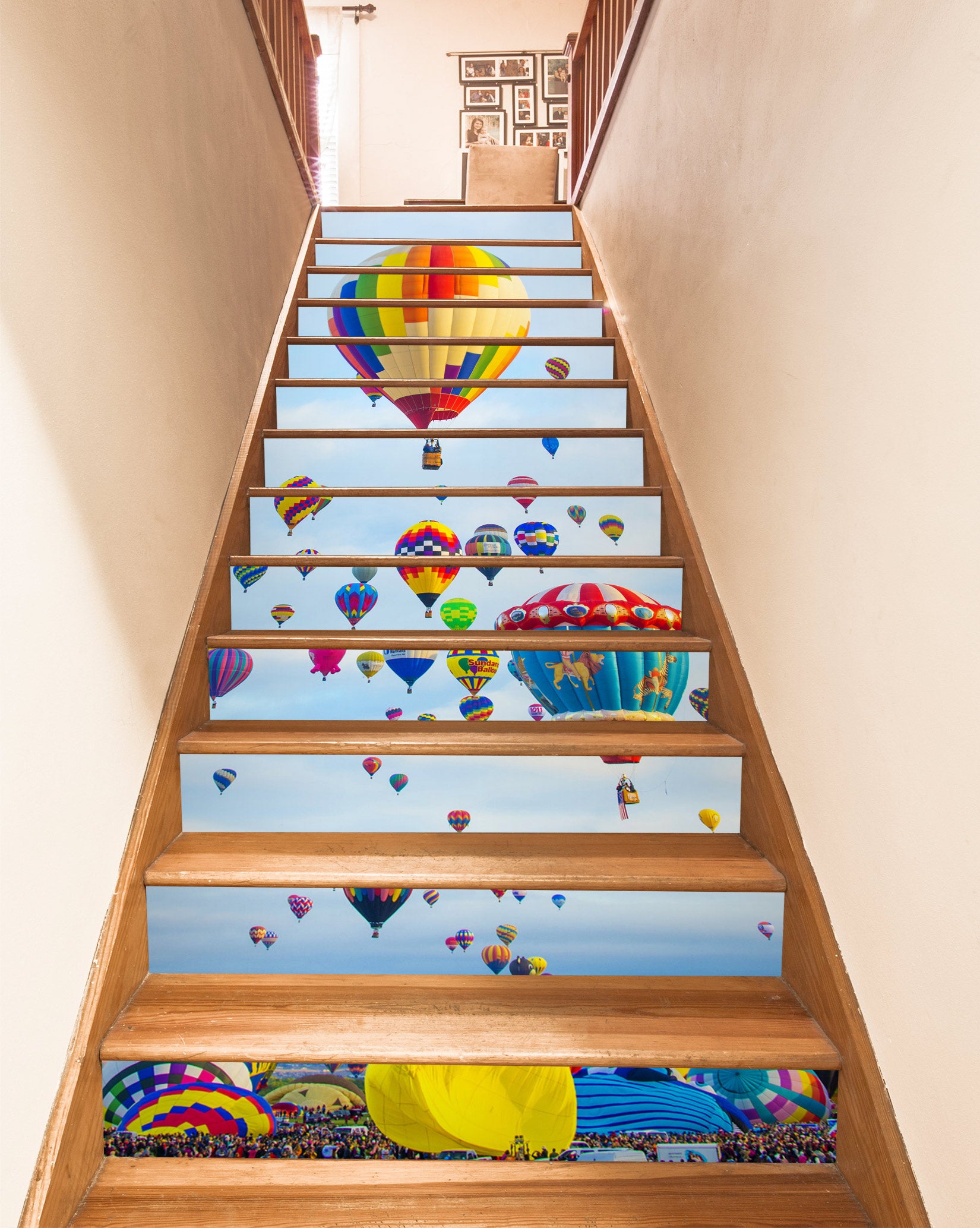 3D Lively Rainbow Hot Air Balloon 446 Stair Risers
