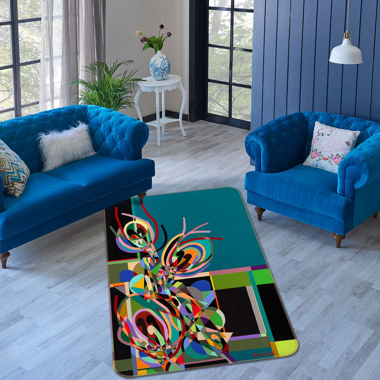 3D Color Pattern 3008 Allan P. Friedlander Rug Non Slip Rug Mat