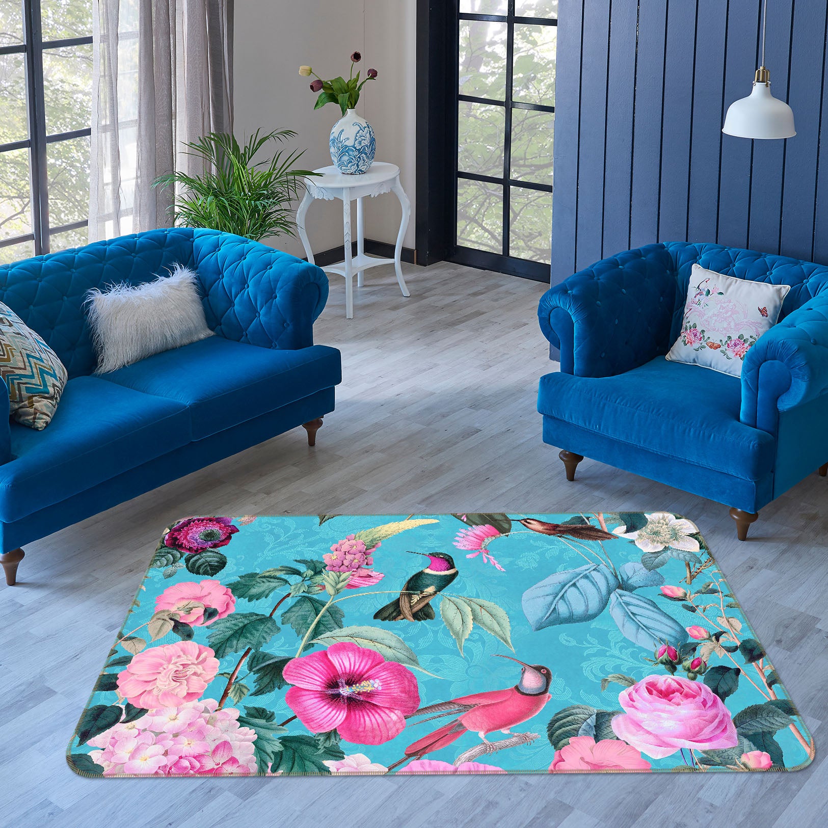 3D Flower Bird 1020 Andrea haase Rug Non Slip Rug Mat