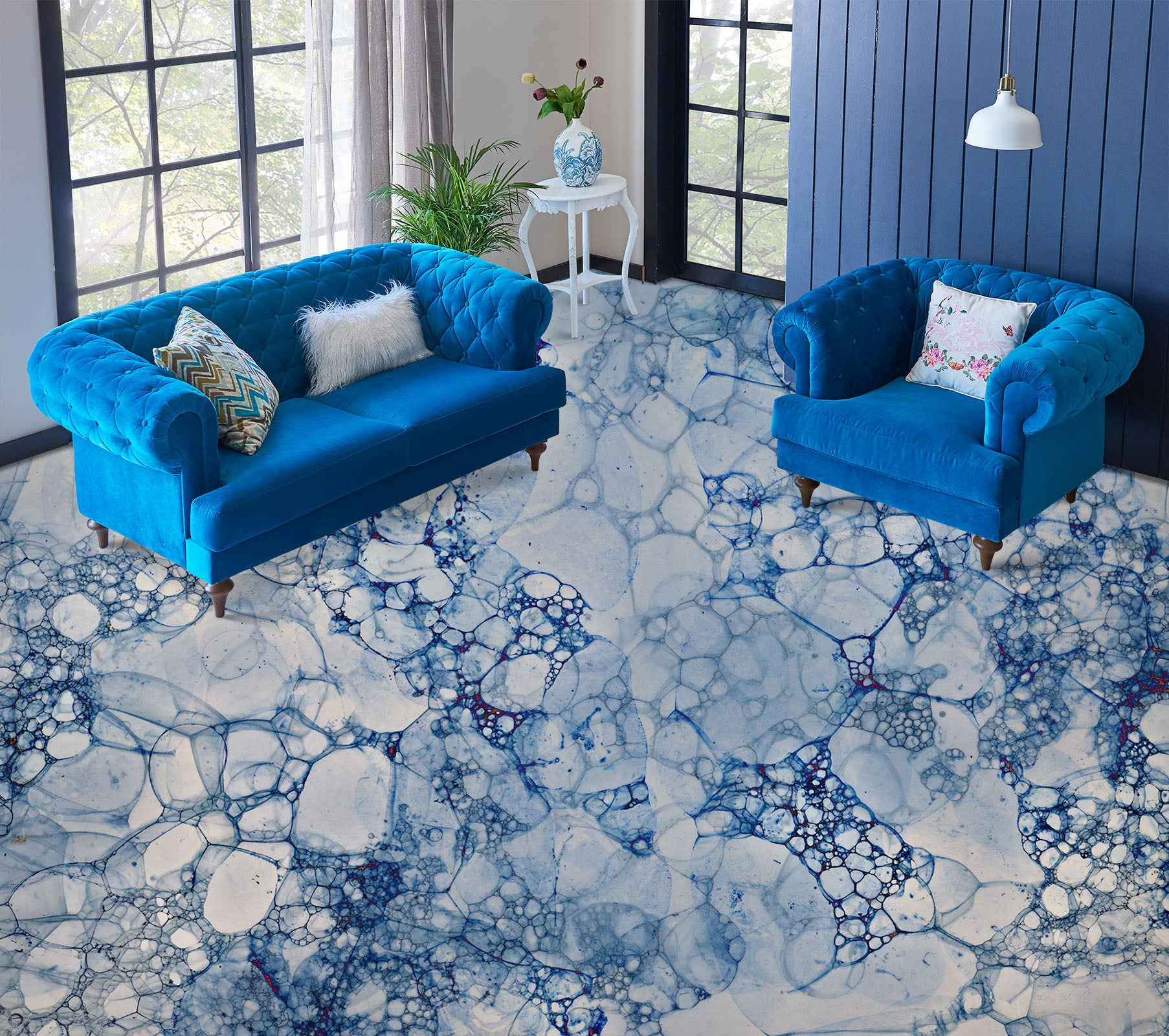3D Blue Lines Connected 524 Floor Mural  Wallpaper Murals Rug & Mat Print Epoxy waterproof bath floor