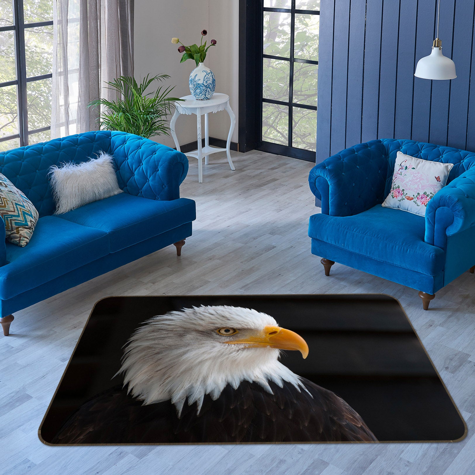 3D White Eagle 013 Animal Non Slip Rug Mat