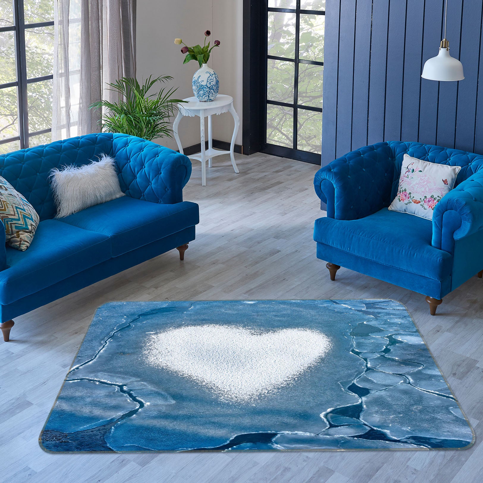 3D Heart 1124 Marco Carmassi Rug Non Slip Rug Mat