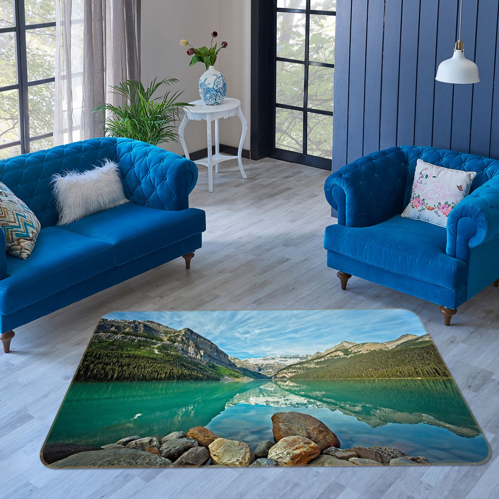 3D Boulders Water 1111 Kathy Barefield Rug Non Slip Rug Mat