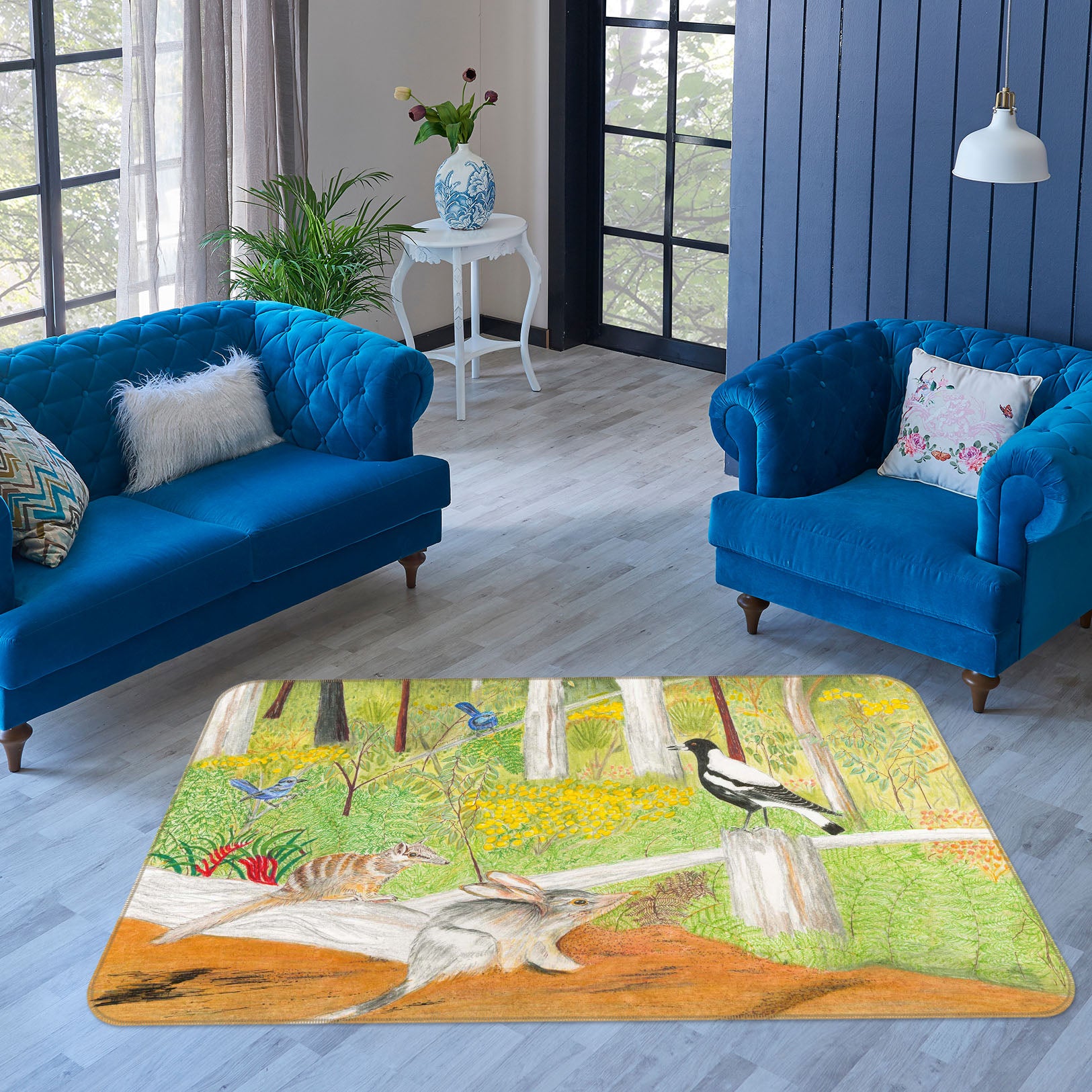 3D Forest Pigeon 1508 Michael Sewell Rug Non Slip Rug Mat