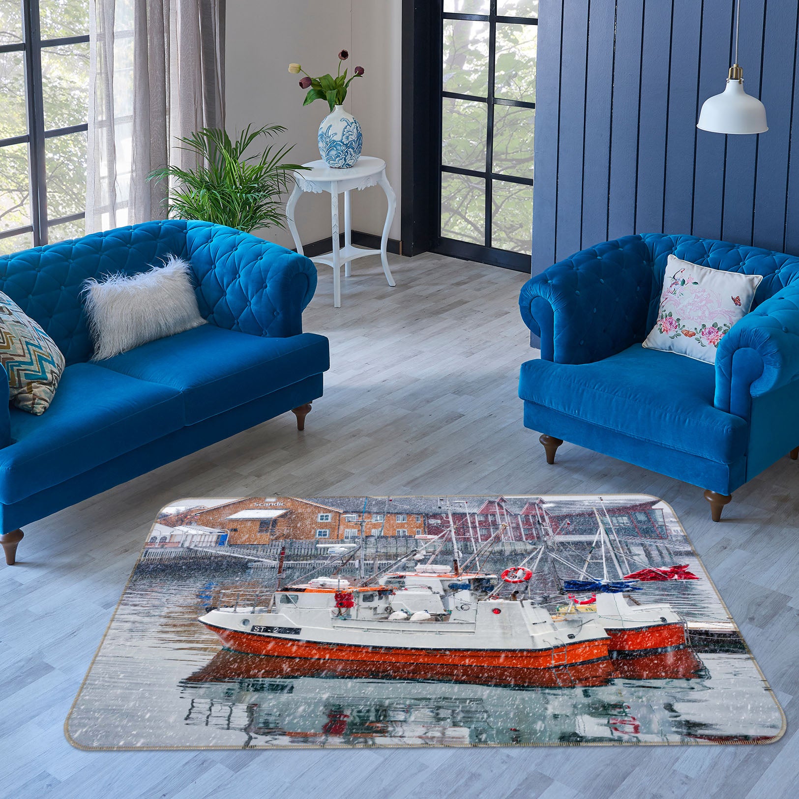 3D Red Ship 1055 Marco Carmassi Rug Non Slip Rug Mat