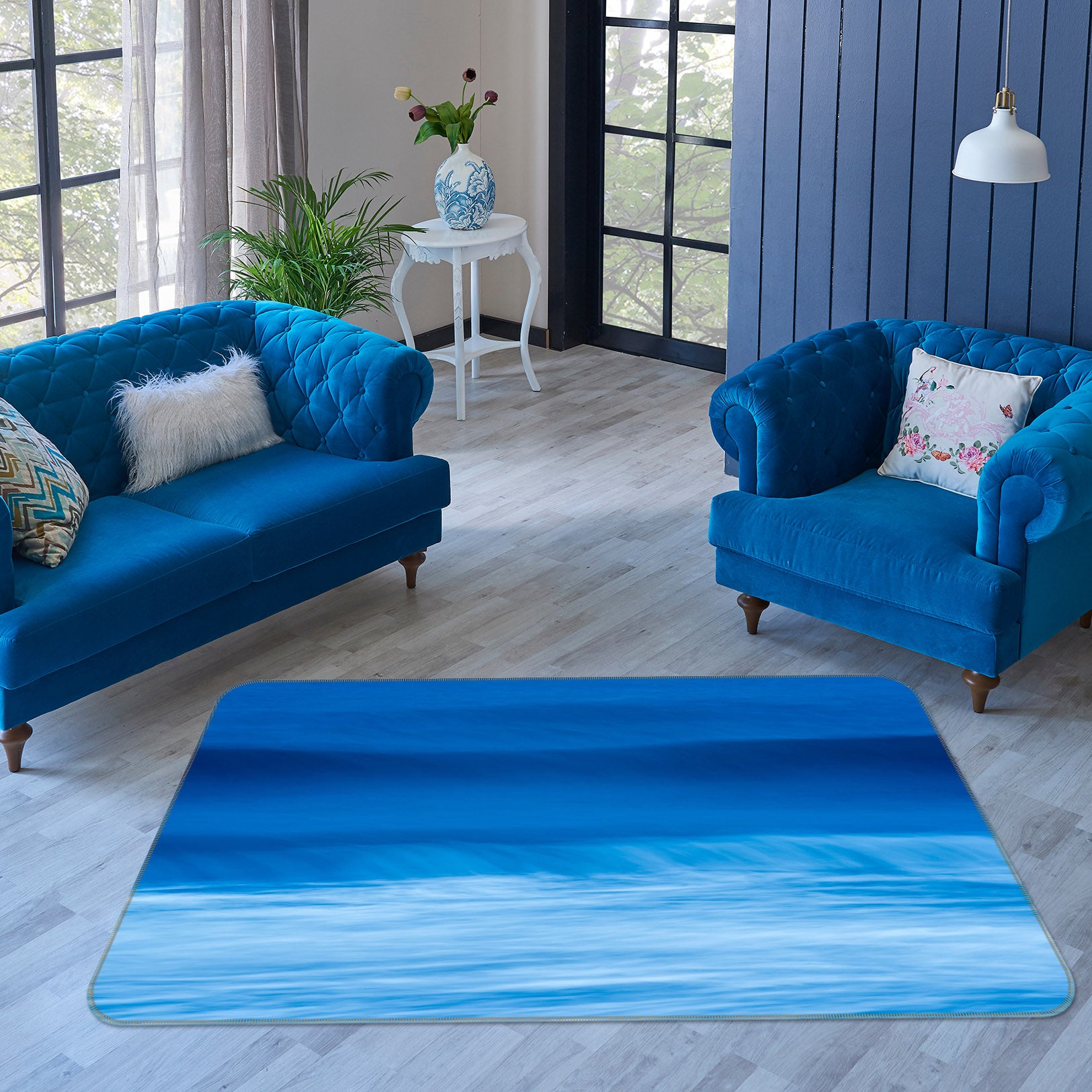 3D Blue Waves 1136 Marco Carmassi Rug Non Slip Rug Mat