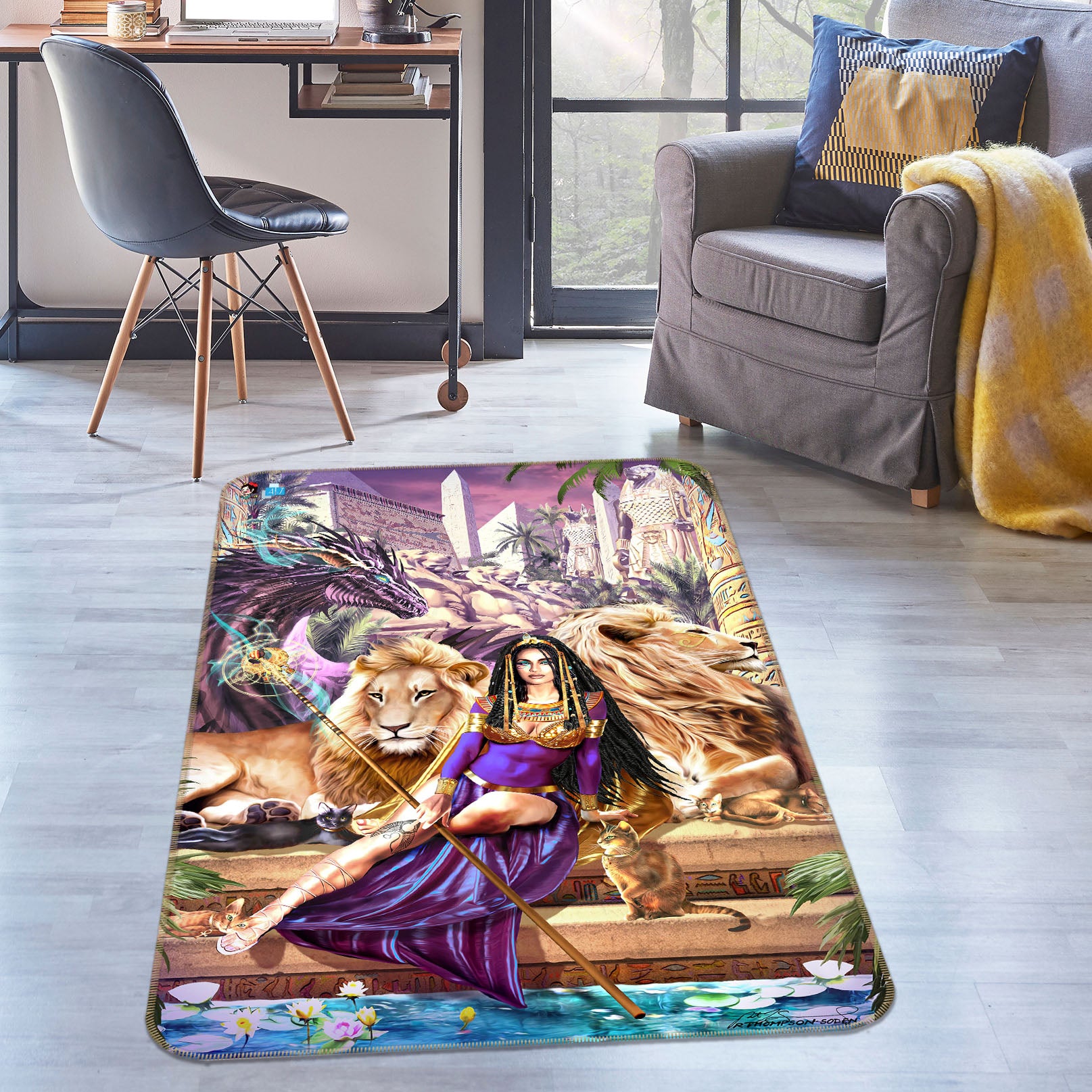 3D Lion Queen 8246 Ruth Thompson Rug Non Slip Rug Mat