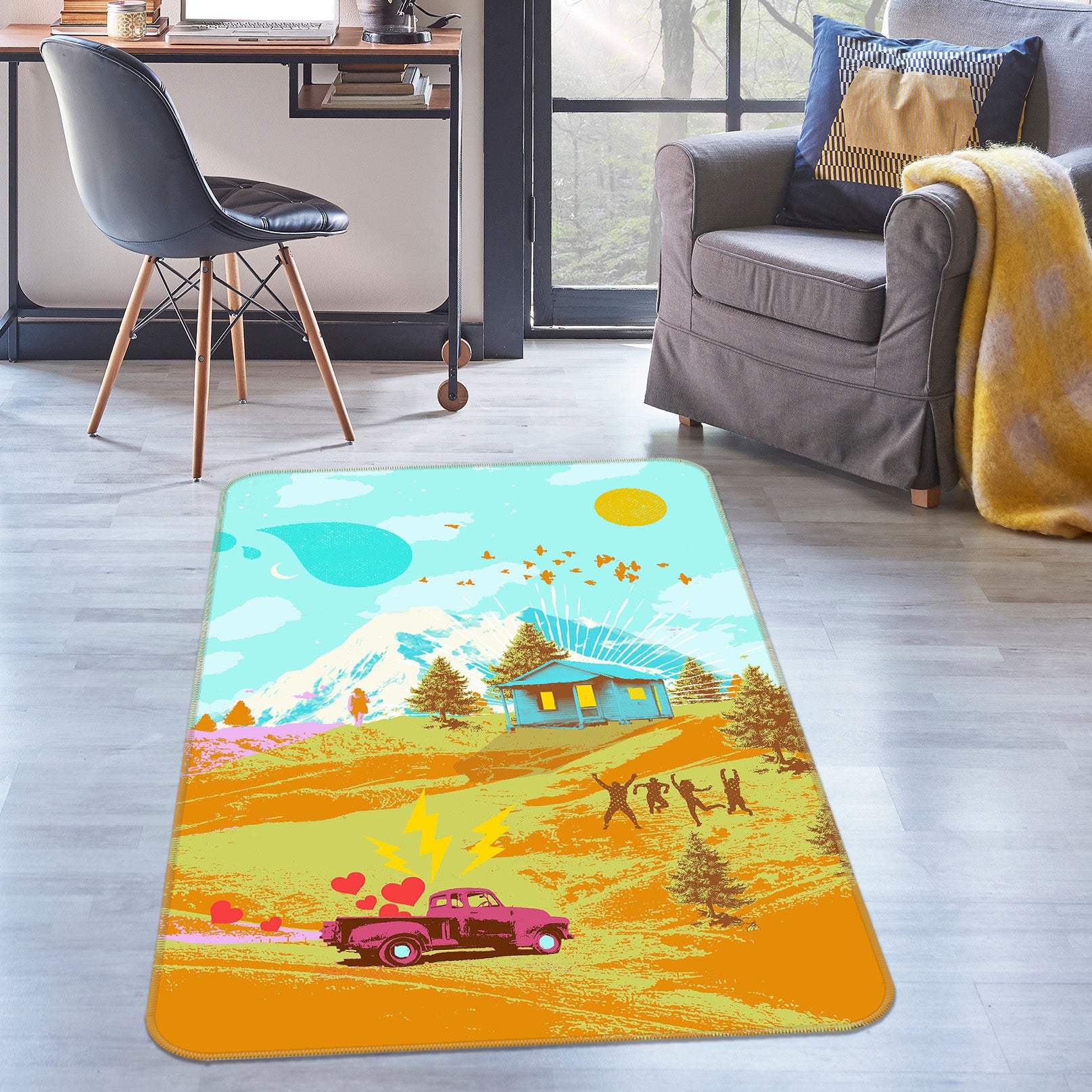 3D Outdoor Outing 1049 Showdeer Rug Non Slip Rug Mat