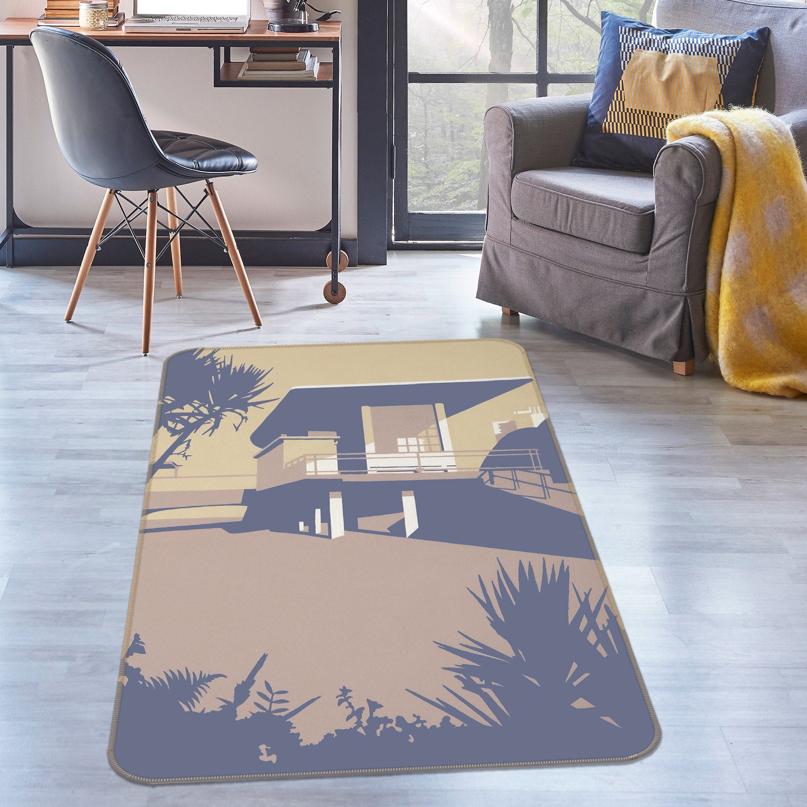 3D Boscombe Pier Beaches 1103 Steve Read Rug Non Slip Rug Mat