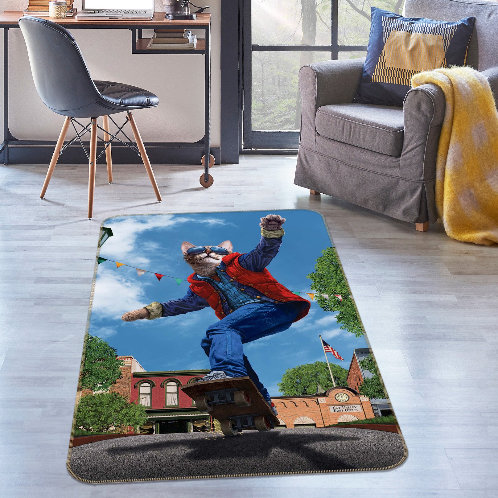 3D Cat To The Future 1017 Vincent Hie Rug Non Slip Rug Mat