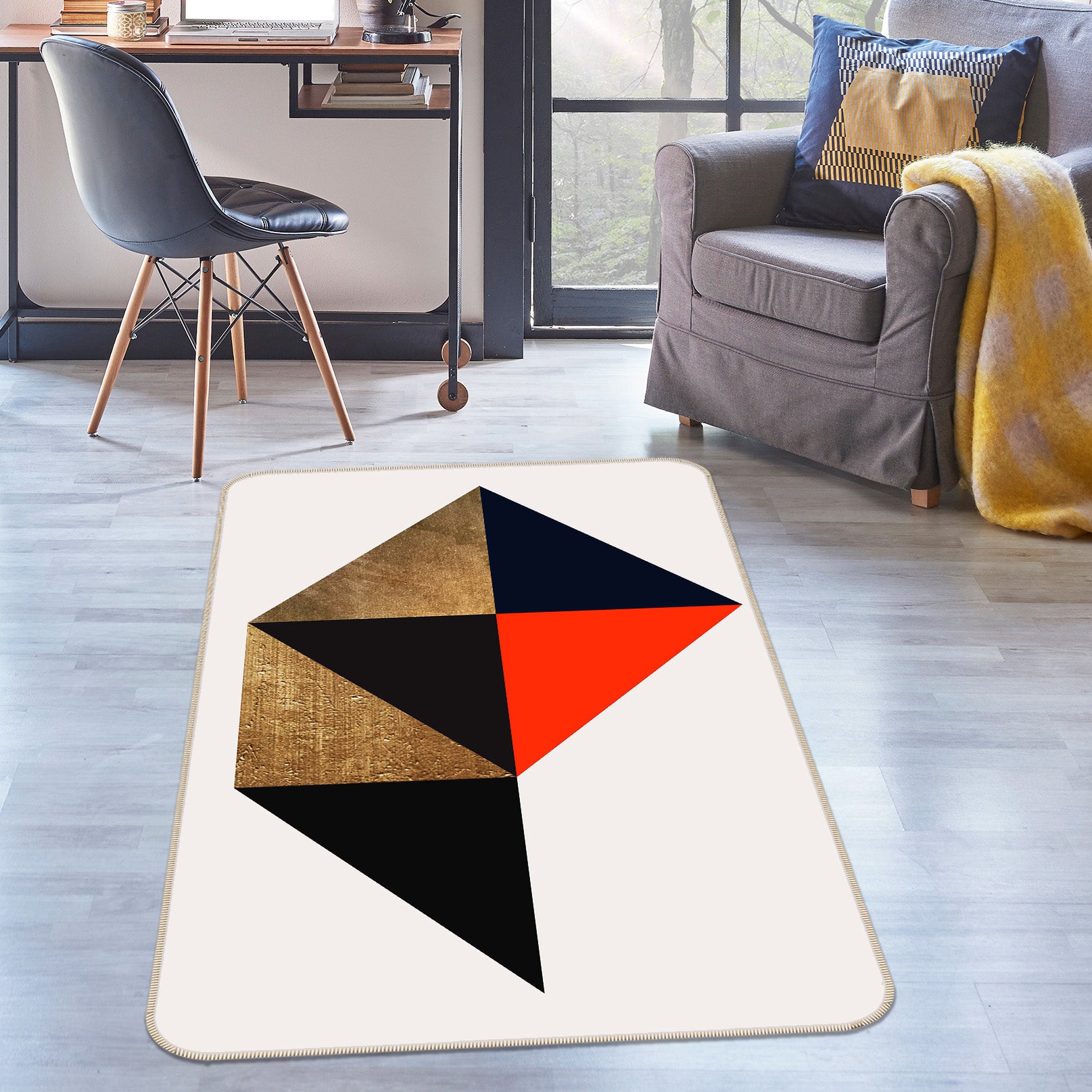 3D Golden Square 1130 Boris Draschoff Rug Non Slip Rug Mat