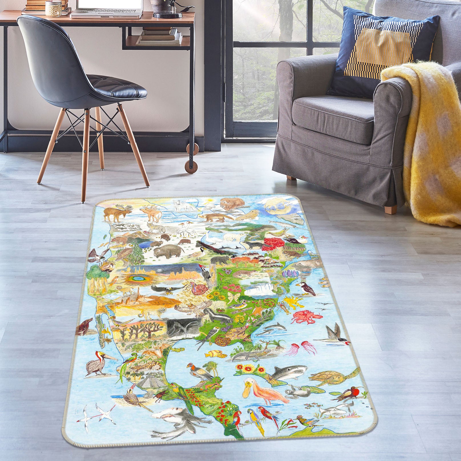 3D Forest Animals 1518 Michael Sewell Rug Non Slip Rug Mat