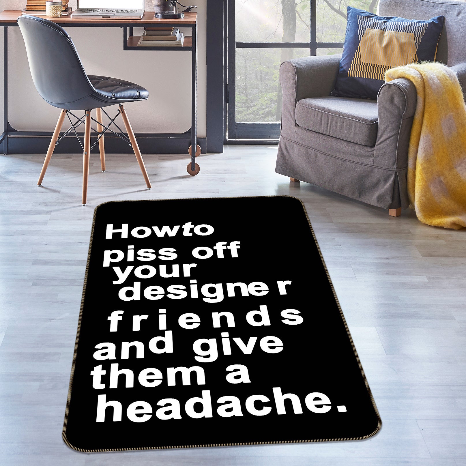 3D The Headache 1121 Boris Draschoff Rug Non Slip Rug Mat