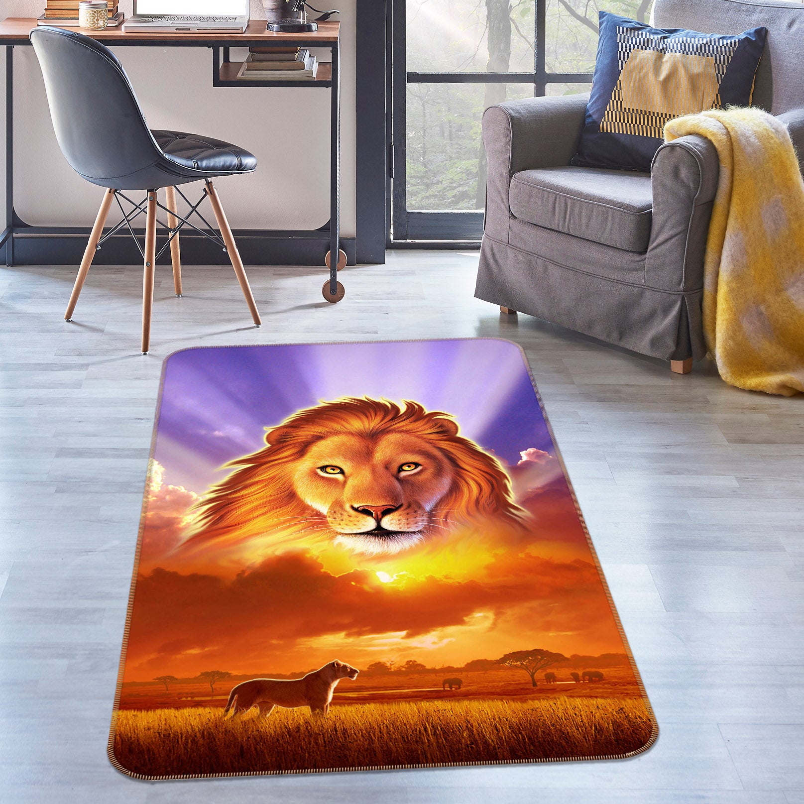 3D Lion King 1007 Jerry LoFaro Rug Non Slip Rug Mat