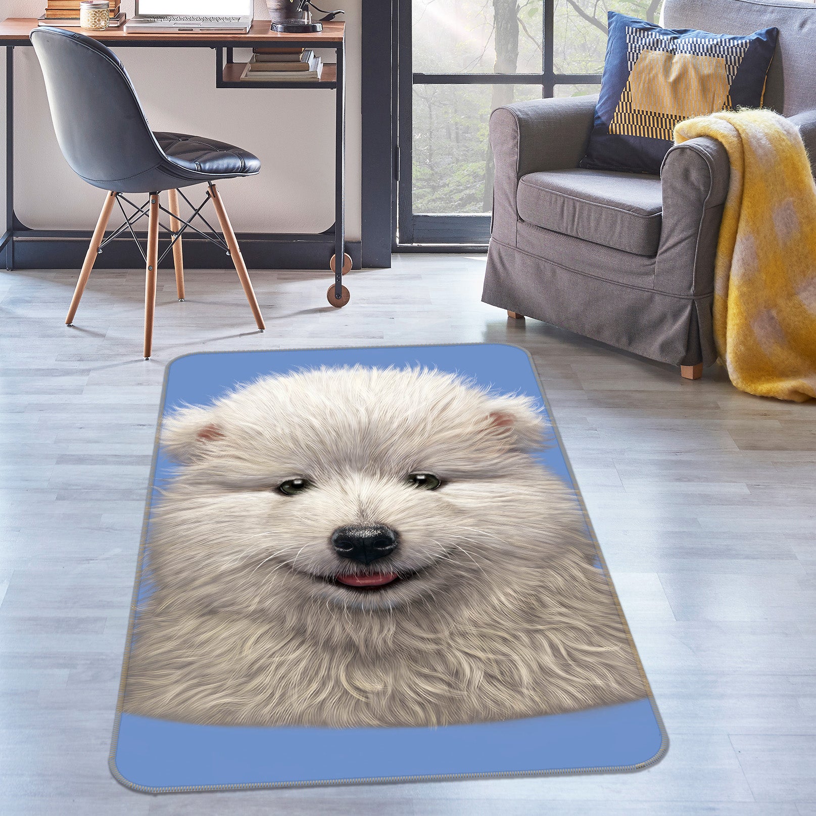 3D Samoyed Puppy 1062 Vincent Hie Rug Non Slip Rug Mat