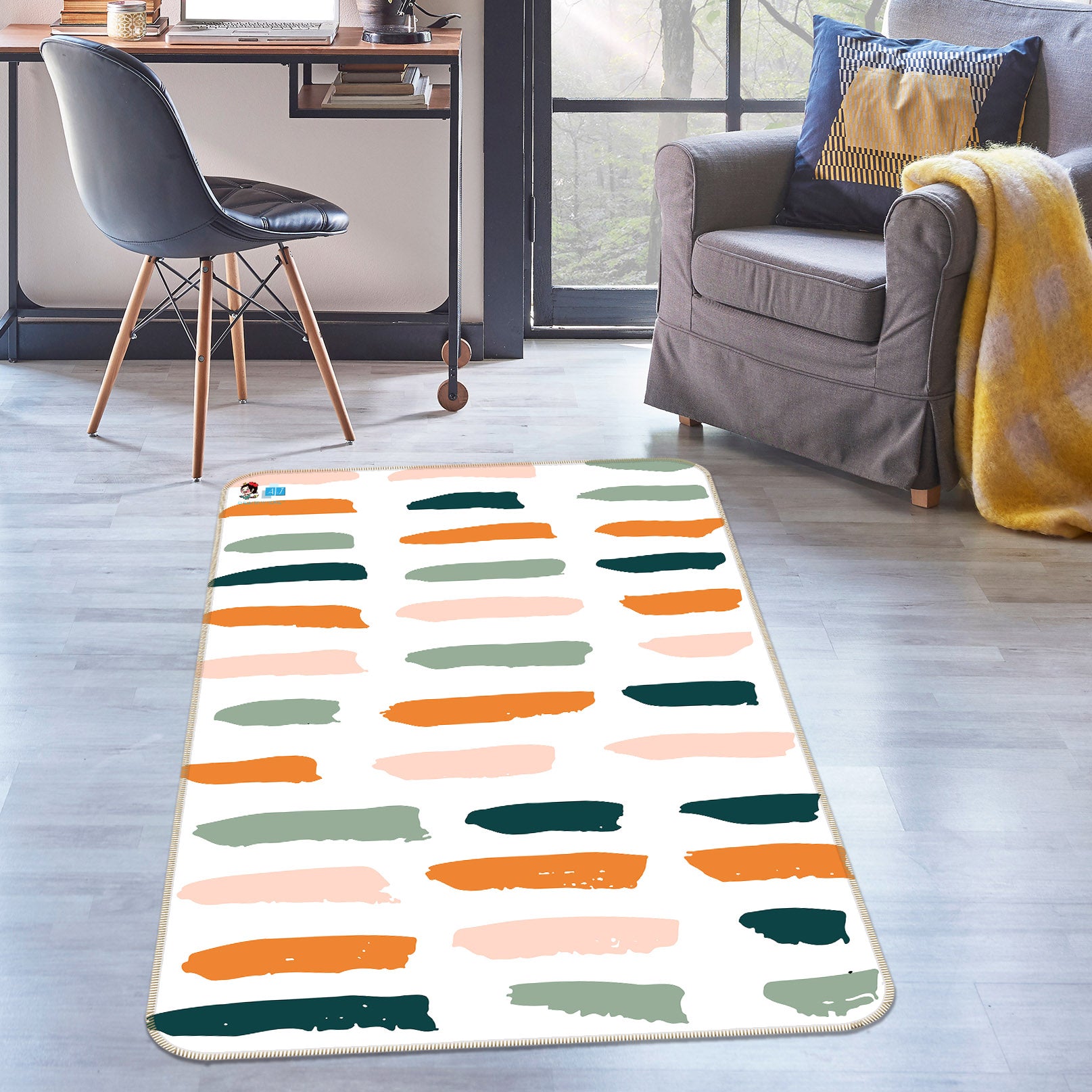 3D Color Stripe 107151 Kashmira Jayaprakash Rug Non Slip Rug Mat