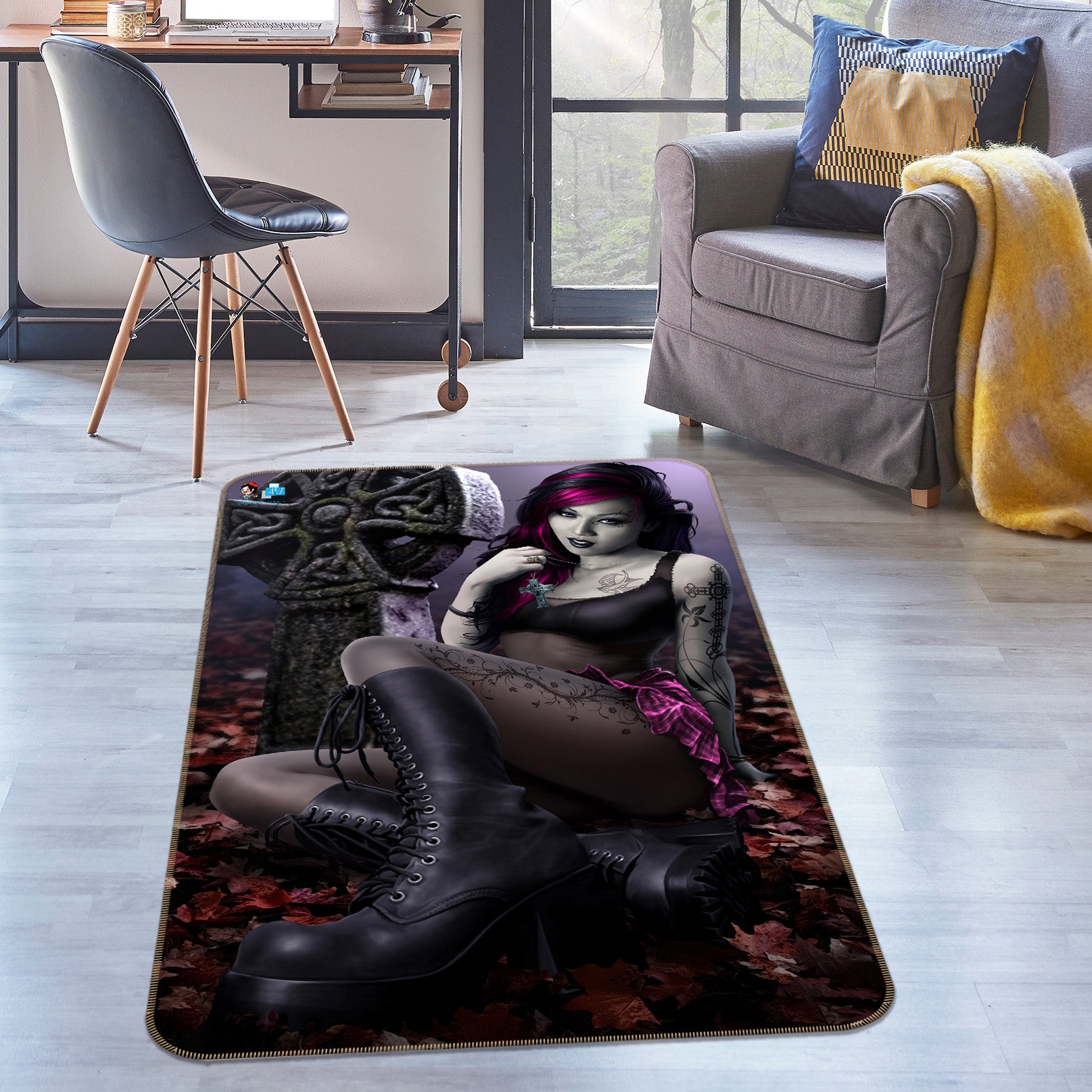 3D Beauty 4128 Tom Wood Rug Non Slip Rug Mat