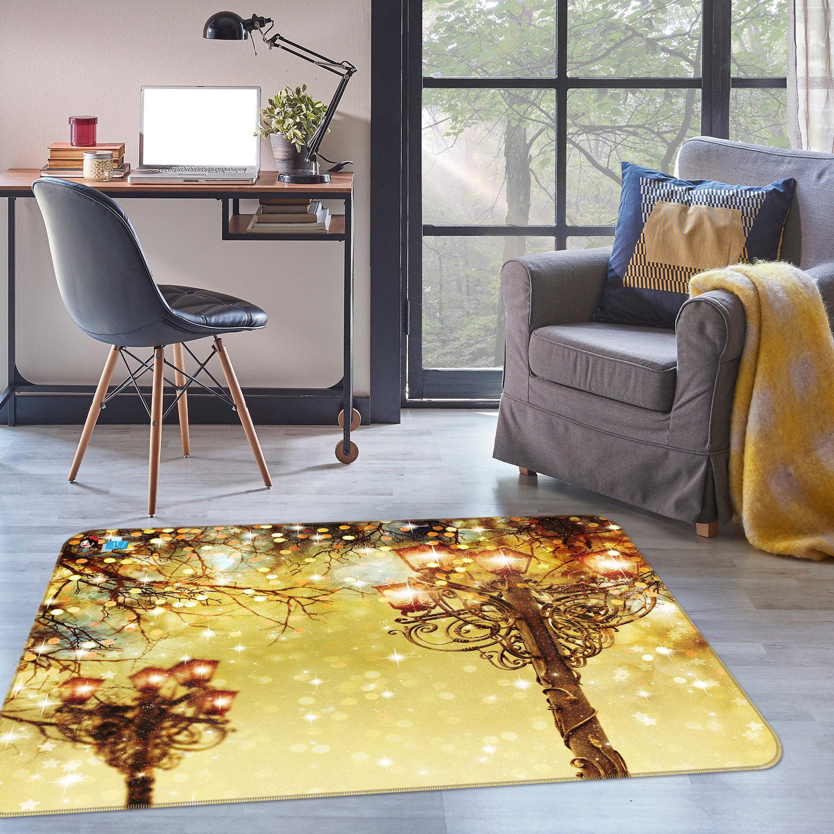 3D Street Lamp 56212 Christmas Non Slip Rug Mat Xmas