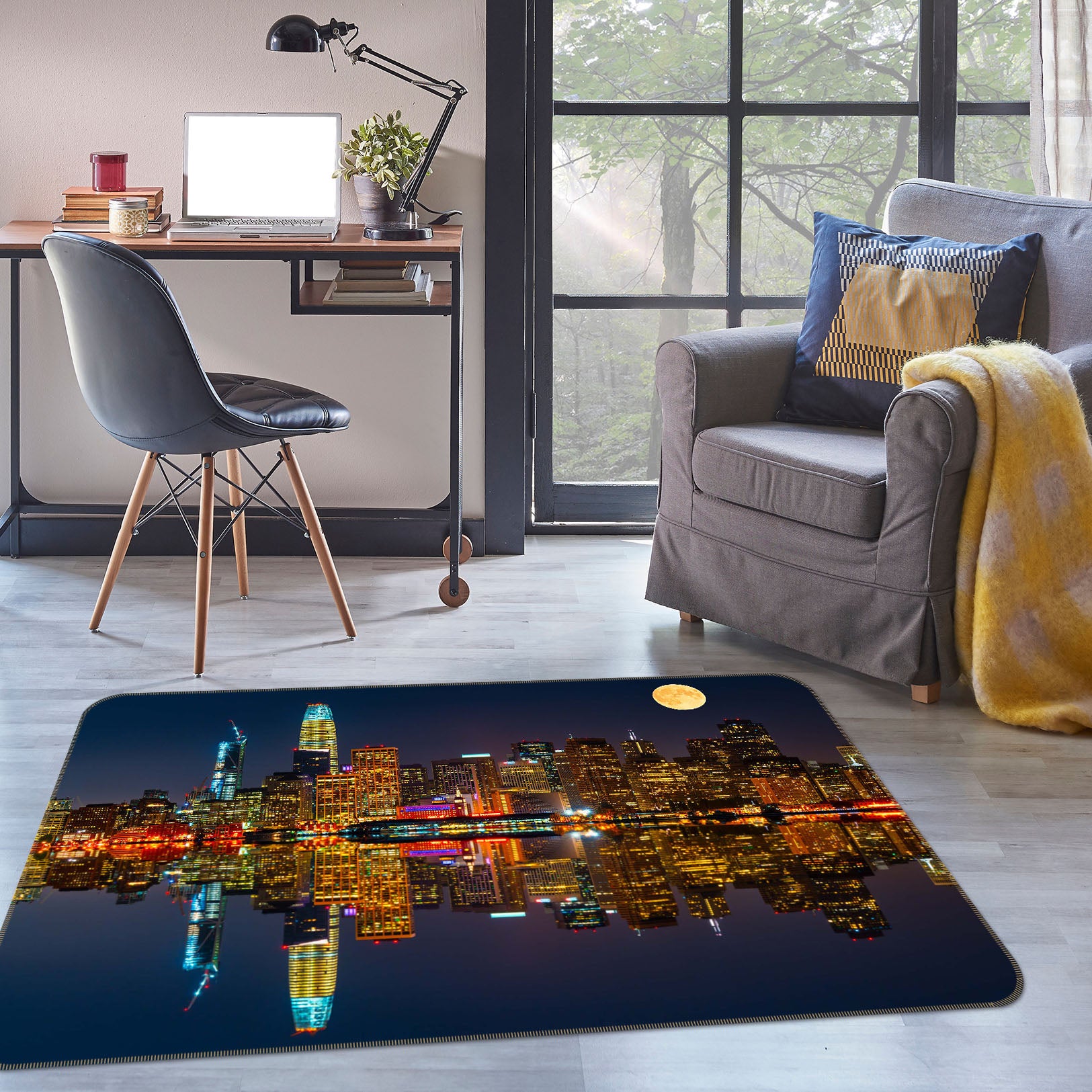 3D Water City 1174 Marco Carmassi Rug Non Slip Rug Mat