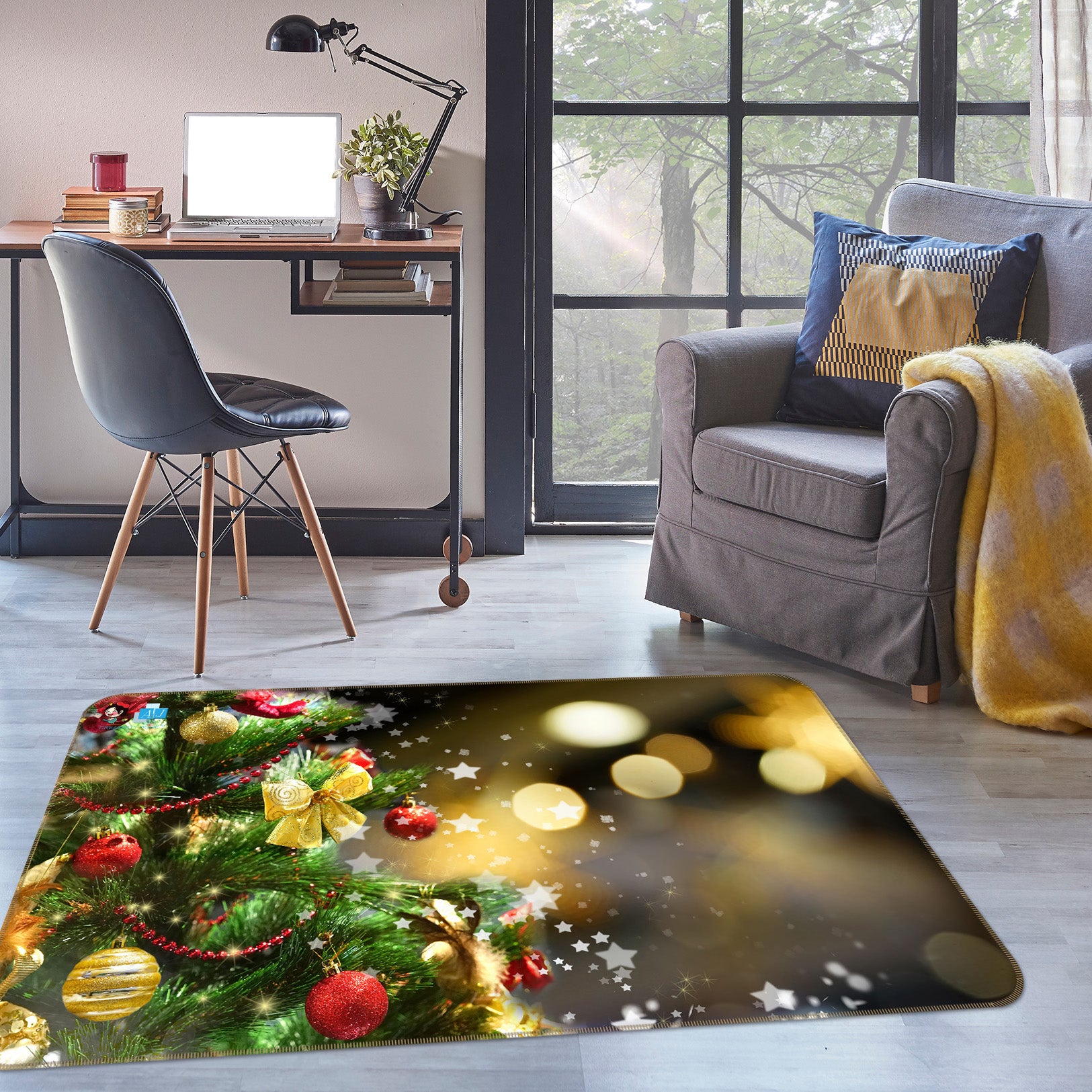 3D Ball Pendant Light Spot 56254 Christmas Non Slip Rug Mat Xmas
