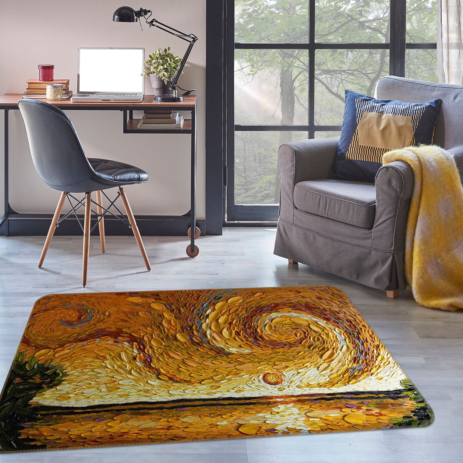 3D Shells Waves 1008 Dena Tollefson Rug Non Slip Rug Mat