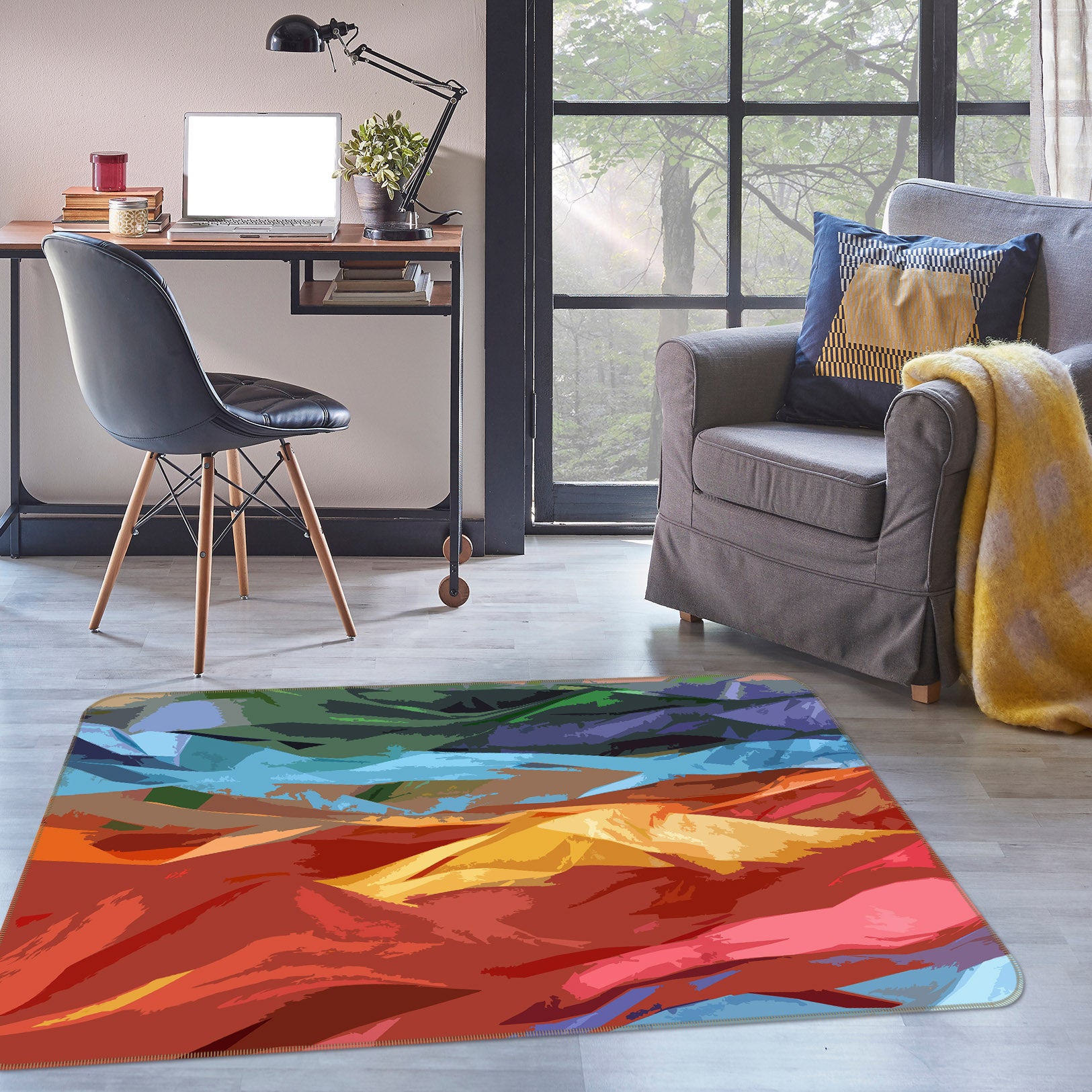 3D Colored Mountains 71010 Shandra Smith Rug Non Slip Rug Mat