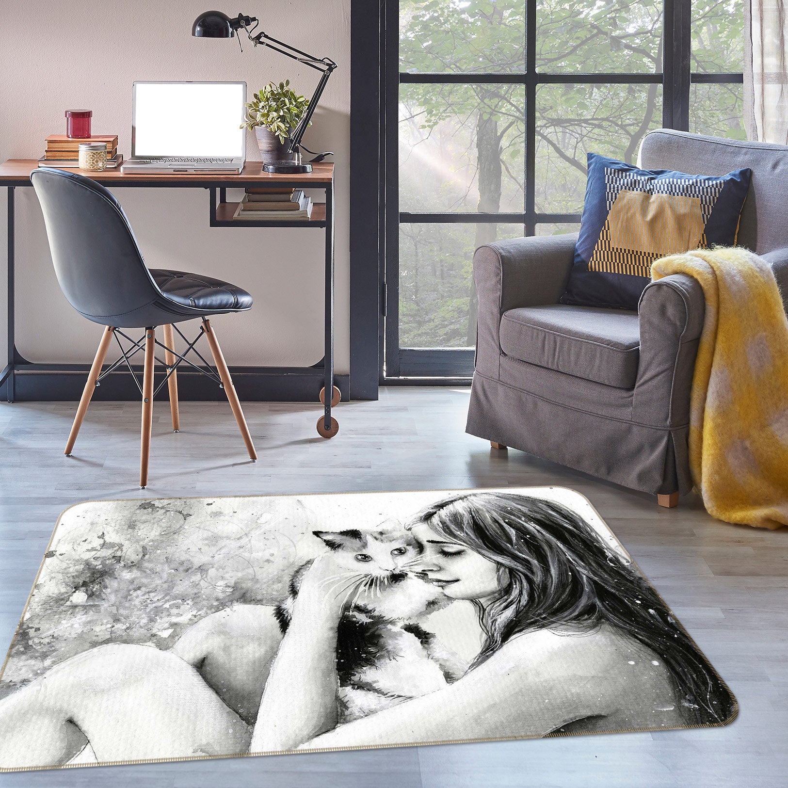 3D White Kitten 1026 Non Slip Rug Mat