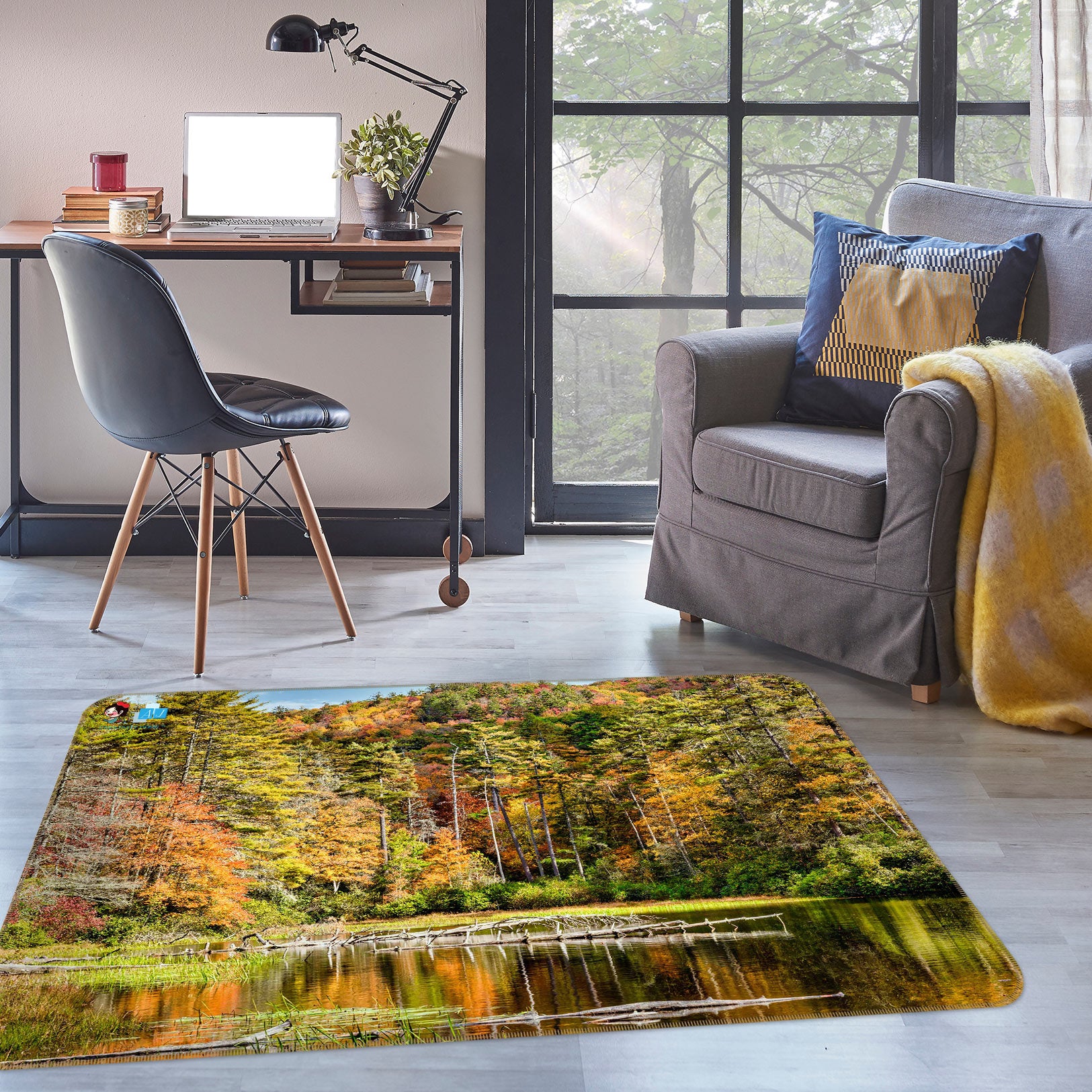 3D Mountain Trees 5147 Beth Sheridan Rug Non Slip Rug Mat
