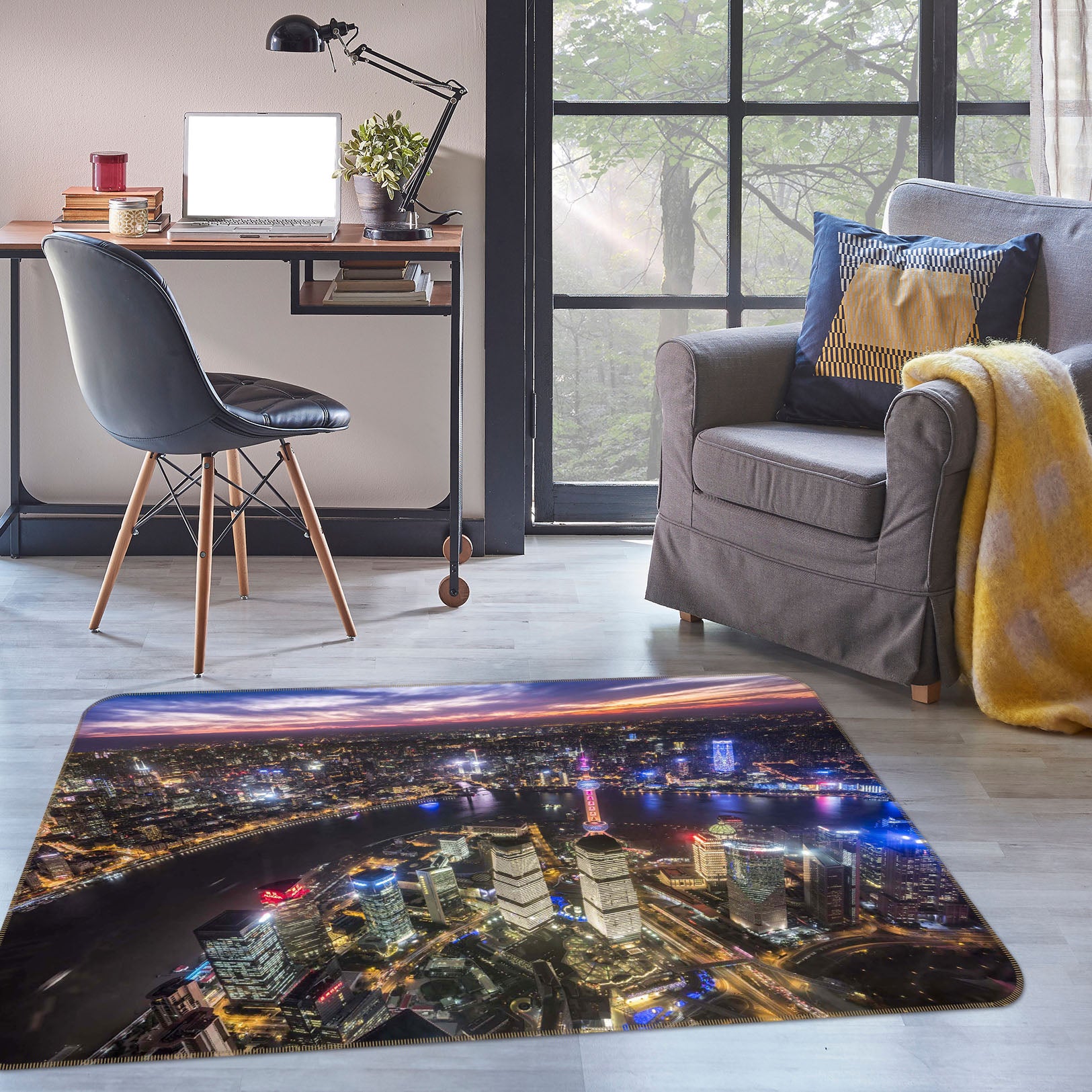 3D Neon City 1149 Marco Carmassi Rug Non Slip Rug Mat