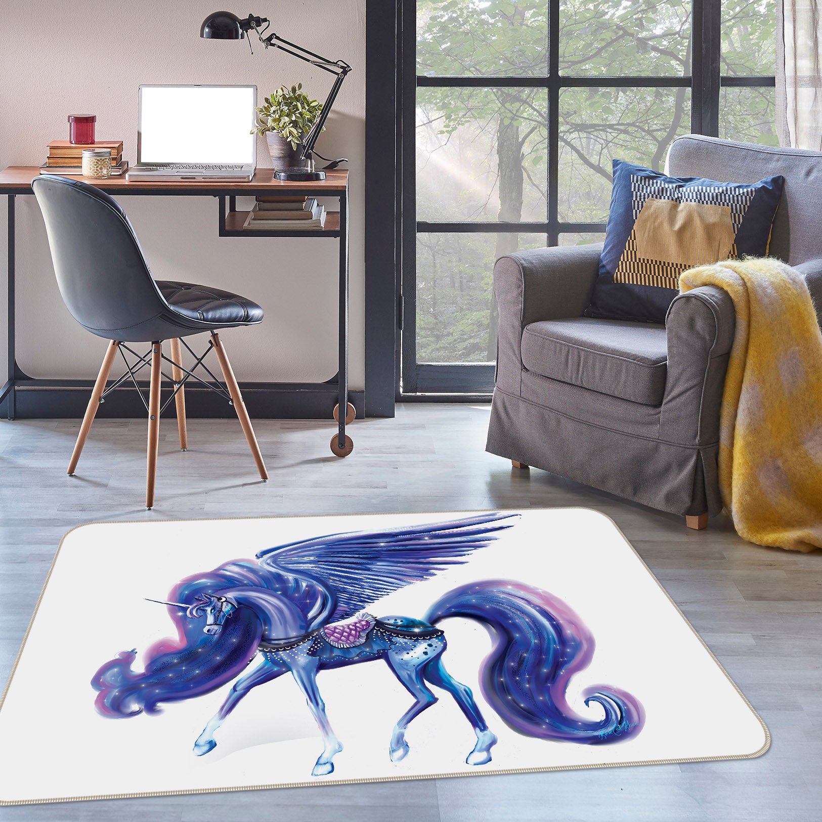 3D Painted Unicorn 3017 Rose Catherine Khan Rug Non Slip Rug Mat