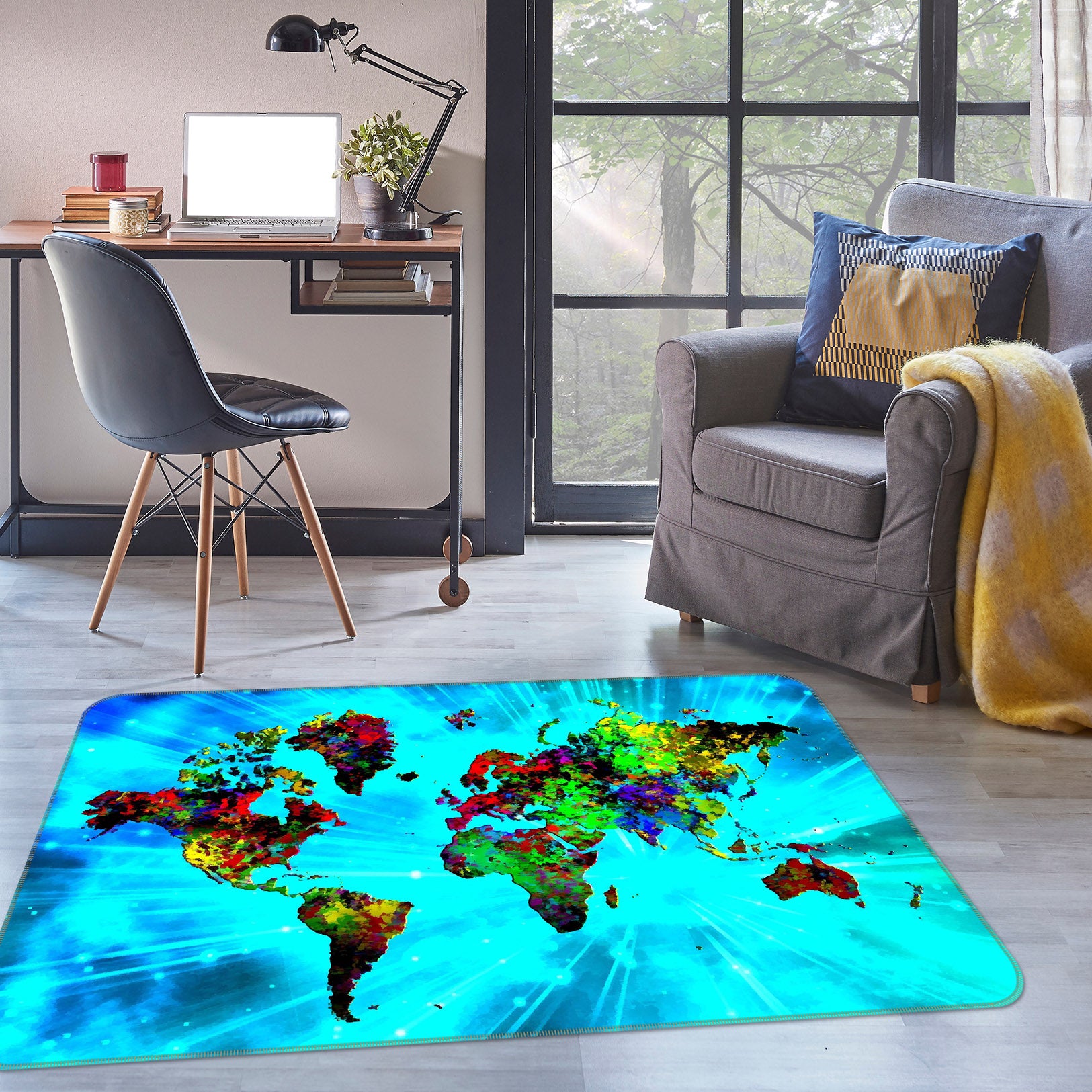 3D Wonderland 283 World Map Non Slip Rug Mat