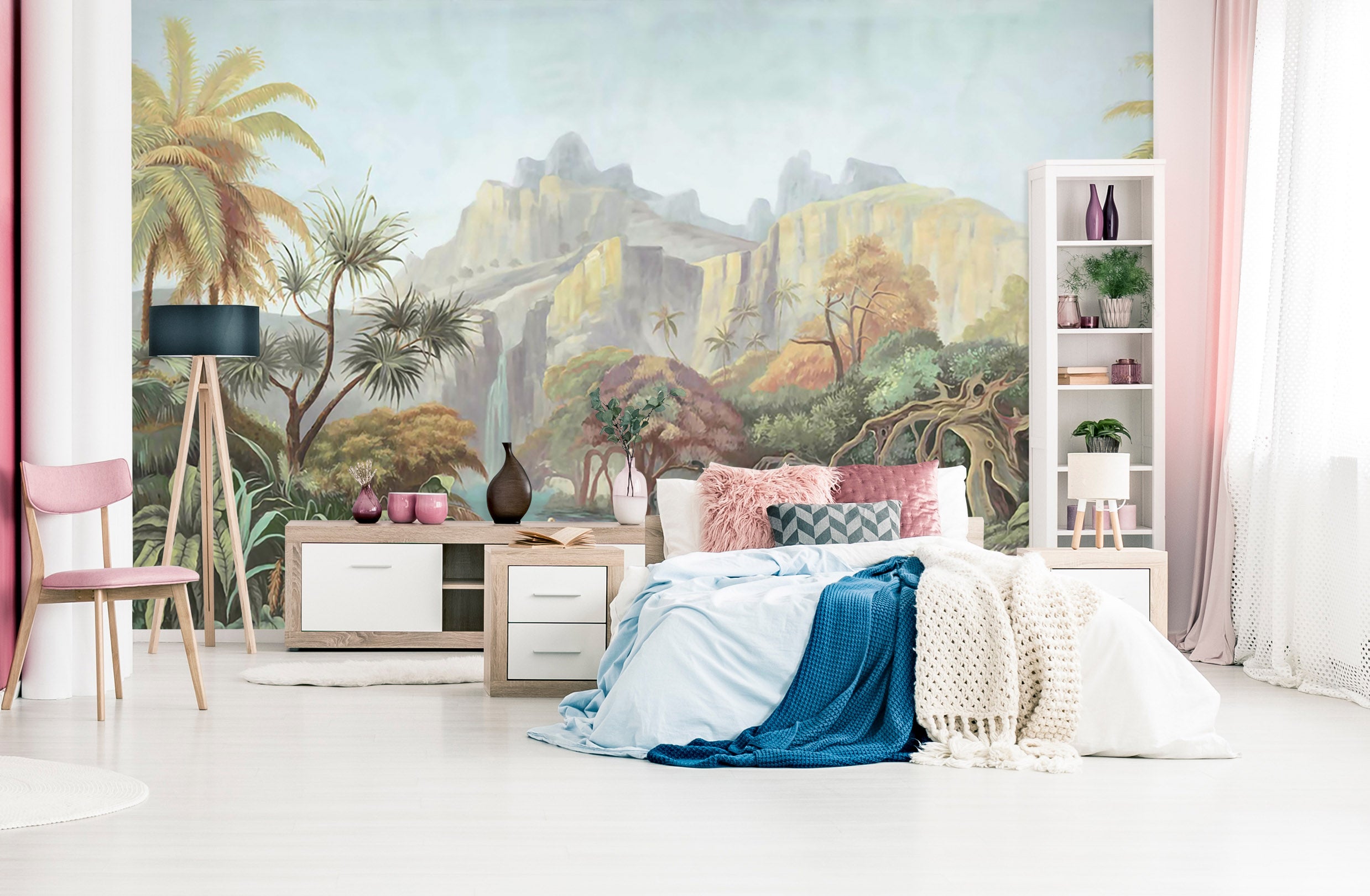 3D Mountain Crane 1529 Wall Murals