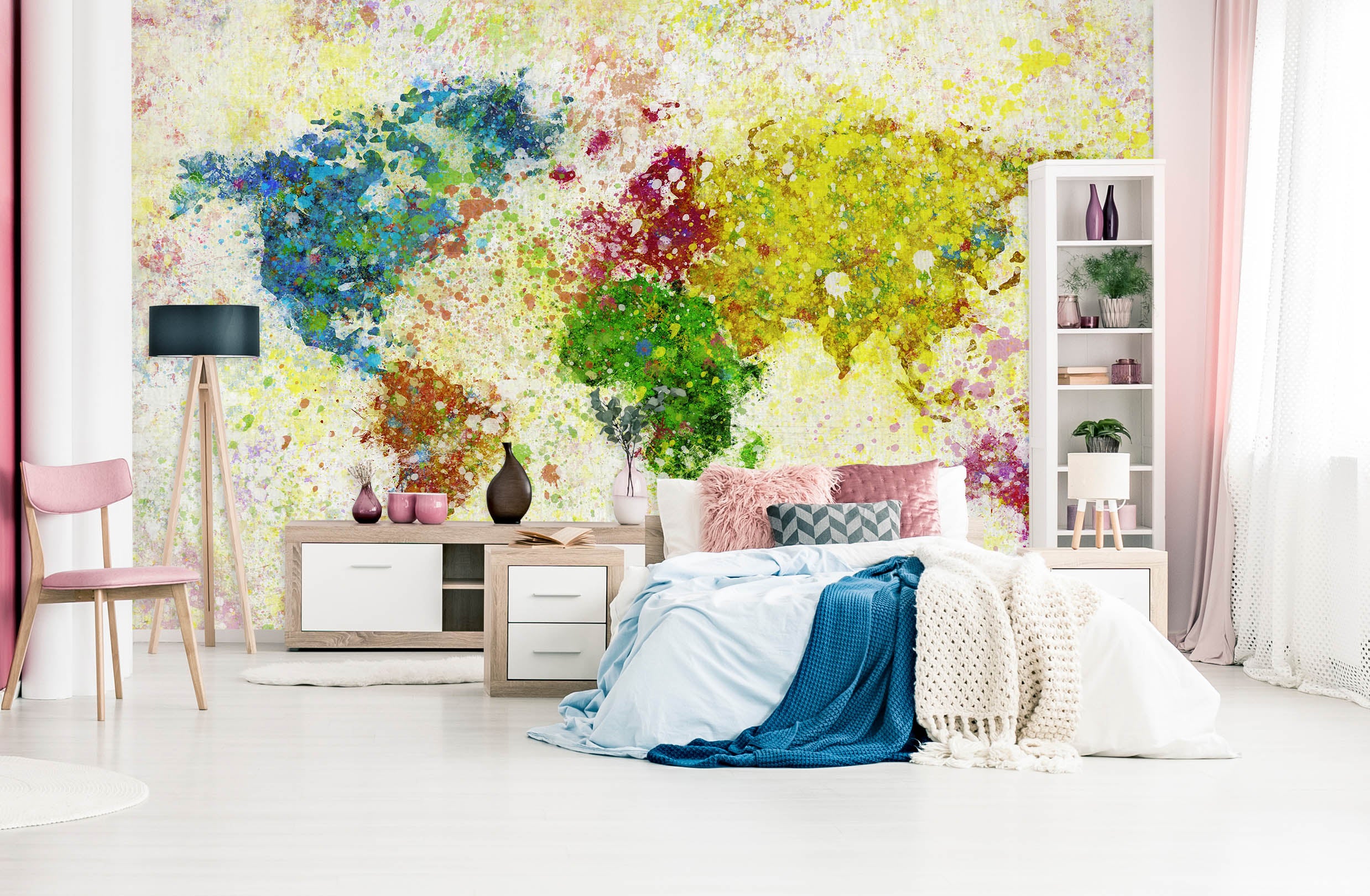 3D Beautiful Colors 2034 World Map Wall Murals
