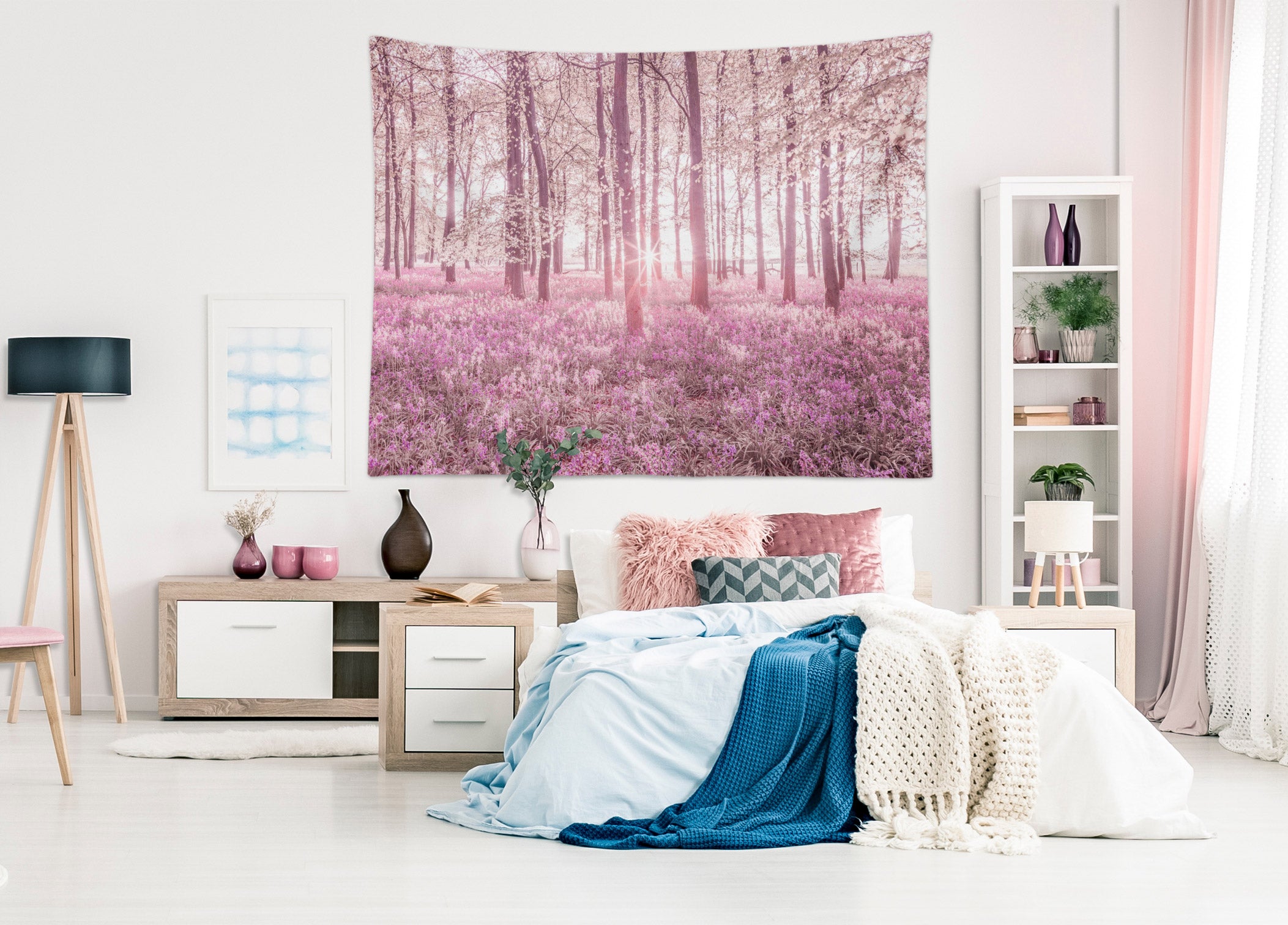 3D Pink Woods Bush 112182 Assaf Frank Tapestry Hanging Cloth Hang