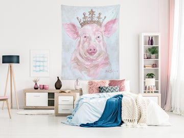 3D Crown Pig 111207 Debi Coules Tapestry Hanging Cloth Hang