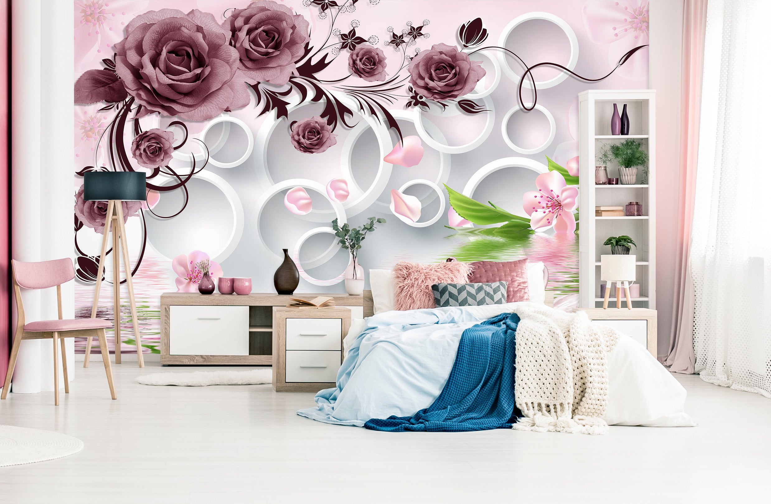 3D Circle Rose 1681 Wall Murals