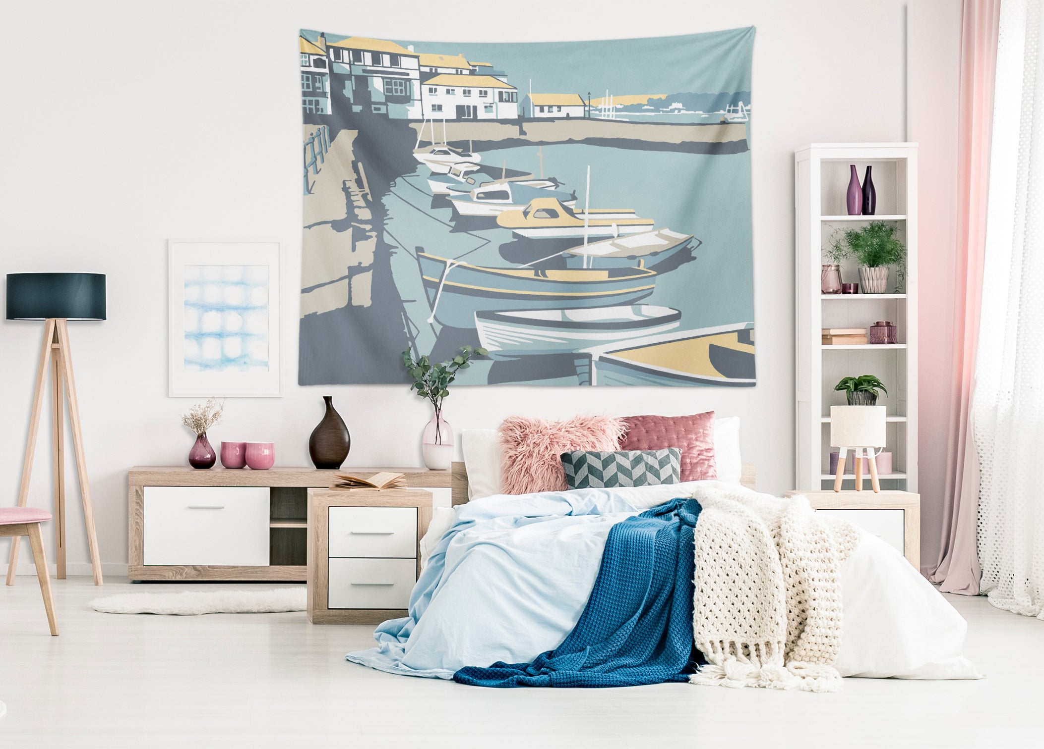 3D Blue Sea Boat 1018 Steve Read Tapestry Hanging Cloth Hang