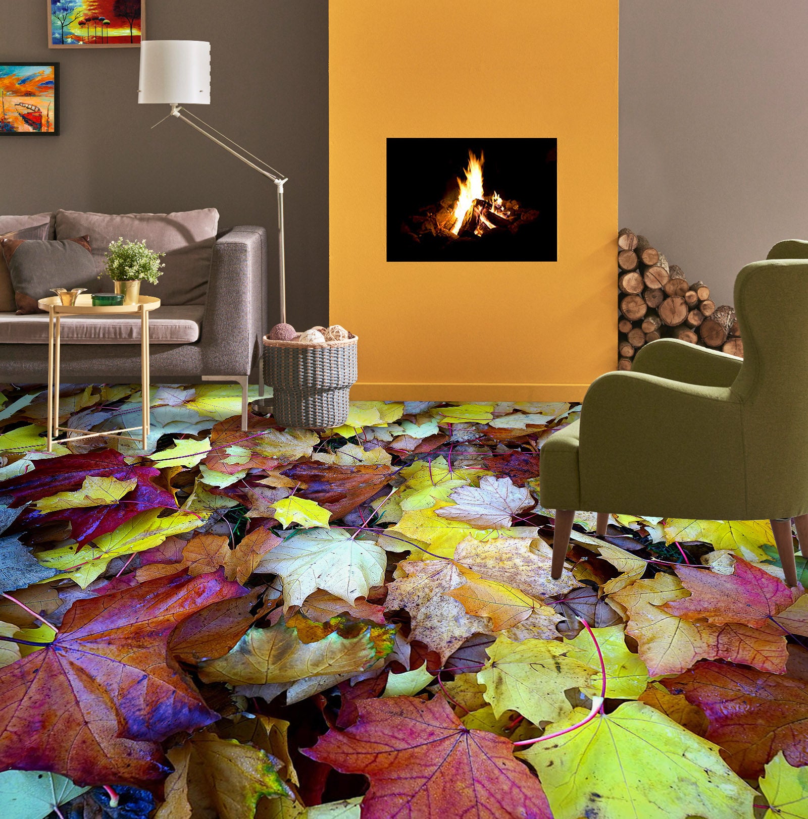 3D Chic Purple Maple Leaves 1497 Floor Mural  Wallpaper Murals Self-Adhesive Removable Print Epoxy