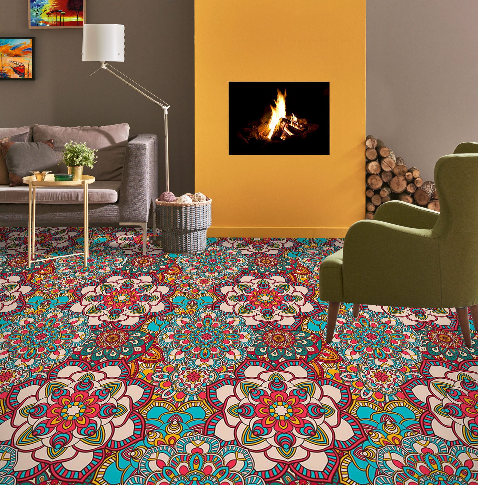3D Rich Vintage Flowers 566 Floor Mural  Wallpaper Murals Rug & Mat Print Epoxy waterproof bath floor