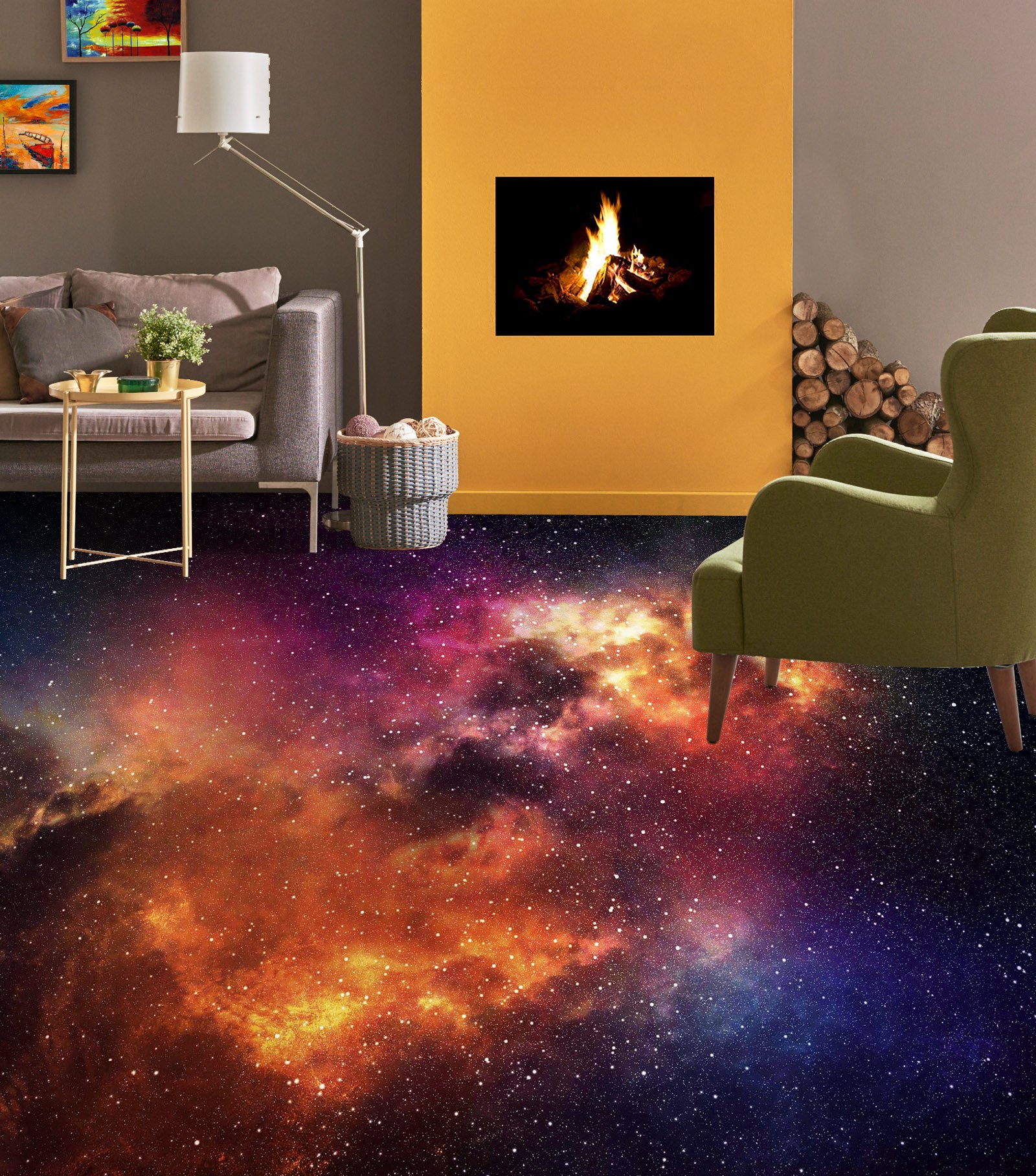 3D Two-color Cosmic Art 1209 Floor Mural  Wallpaper Murals Self-Adhesive Removable Print Epoxy
