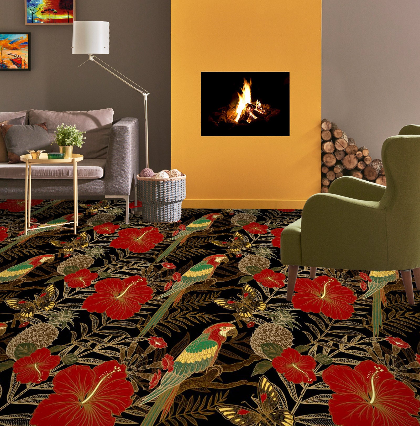 3D Gorgeous Parrots 1248 Floor Mural  Wallpaper Murals Self-Adhesive Removable Print Epoxy