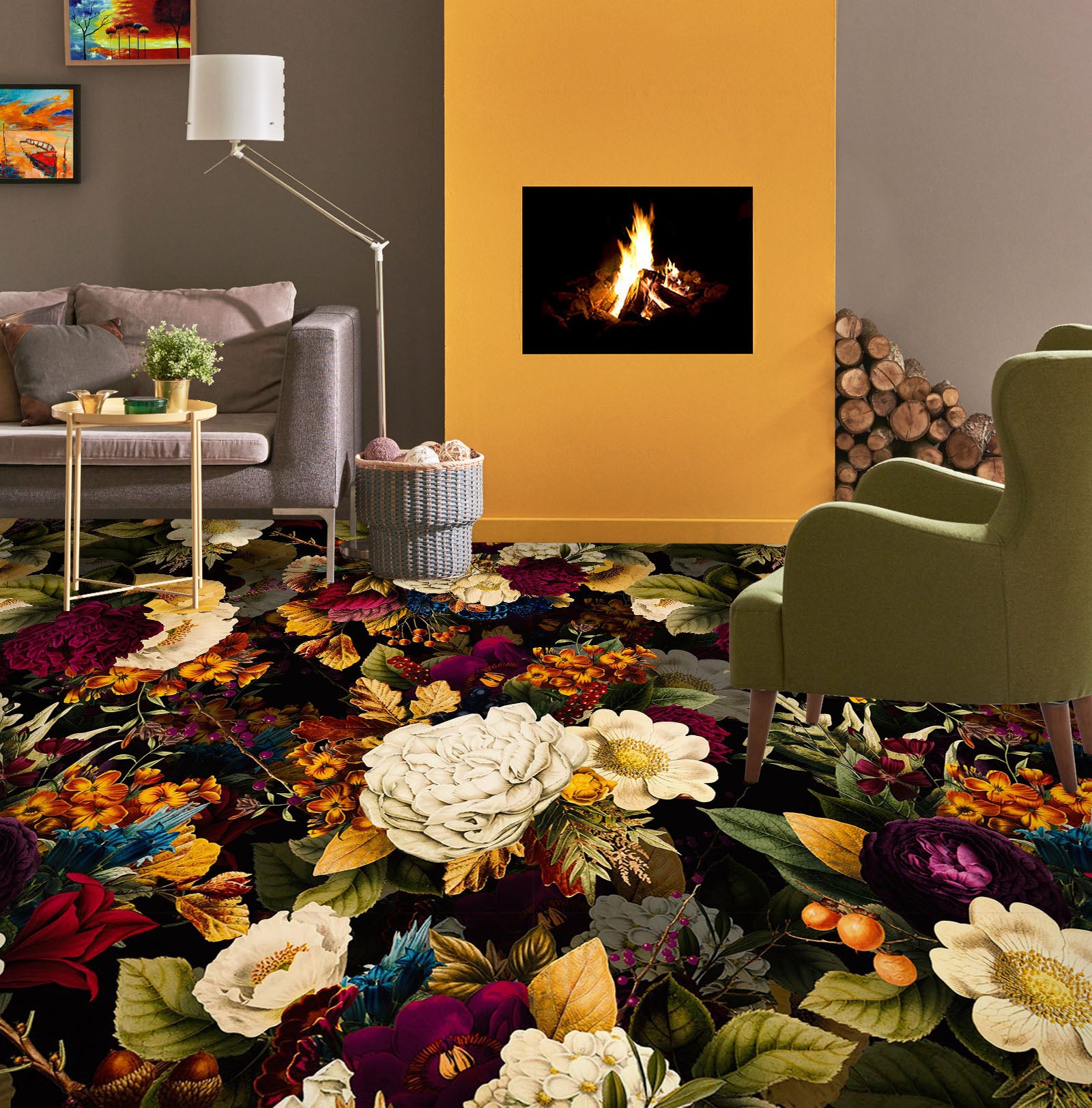 3D Flower Bush 99189 Uta Naumann Floor Mural  Wallpaper Murals Self-Adhesive Removable Print Epoxy