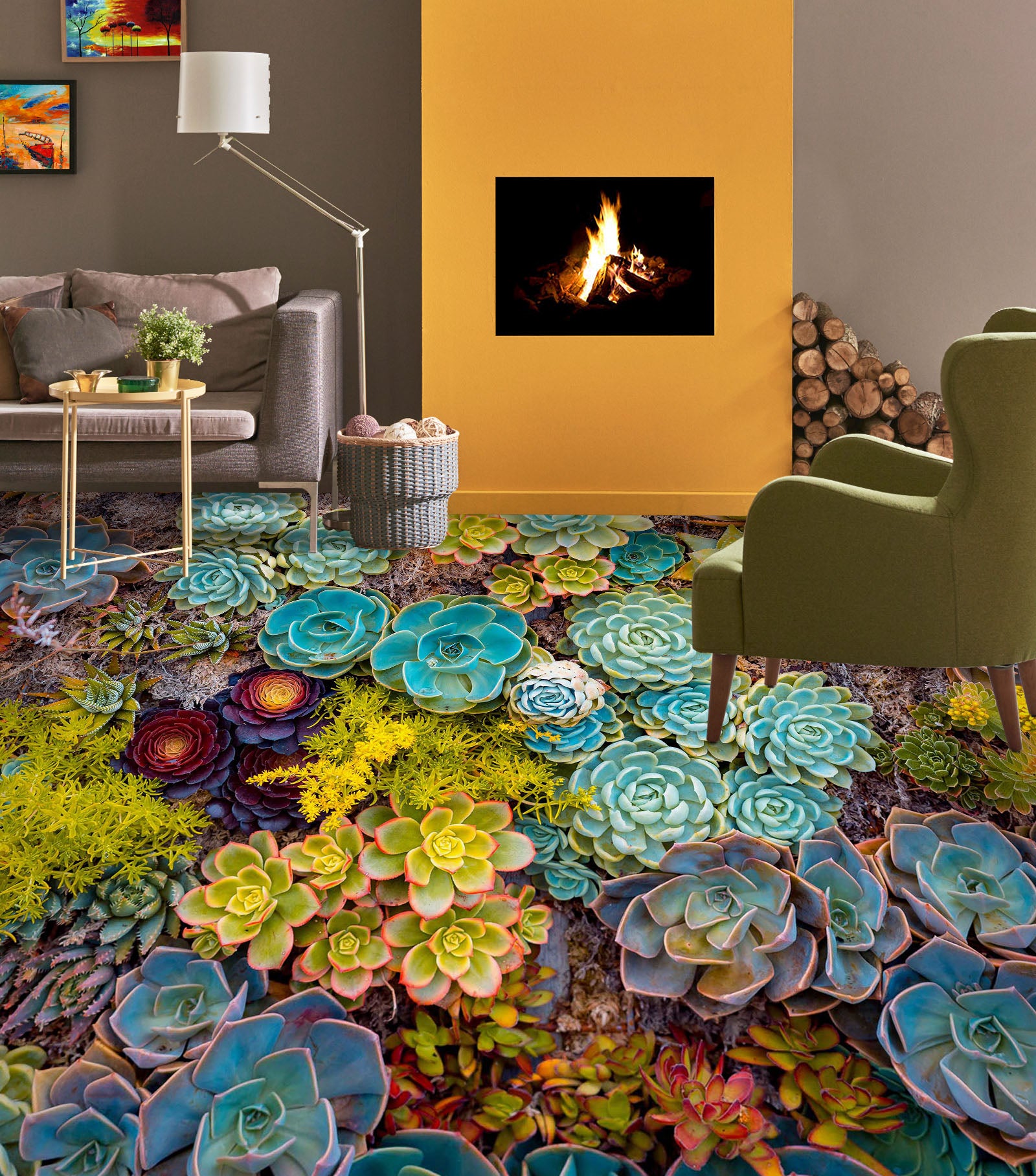 3D Succulent Plants 072 Floor Mural  Wallpaper Murals Rug & Mat Print Epoxy waterproof bath floor