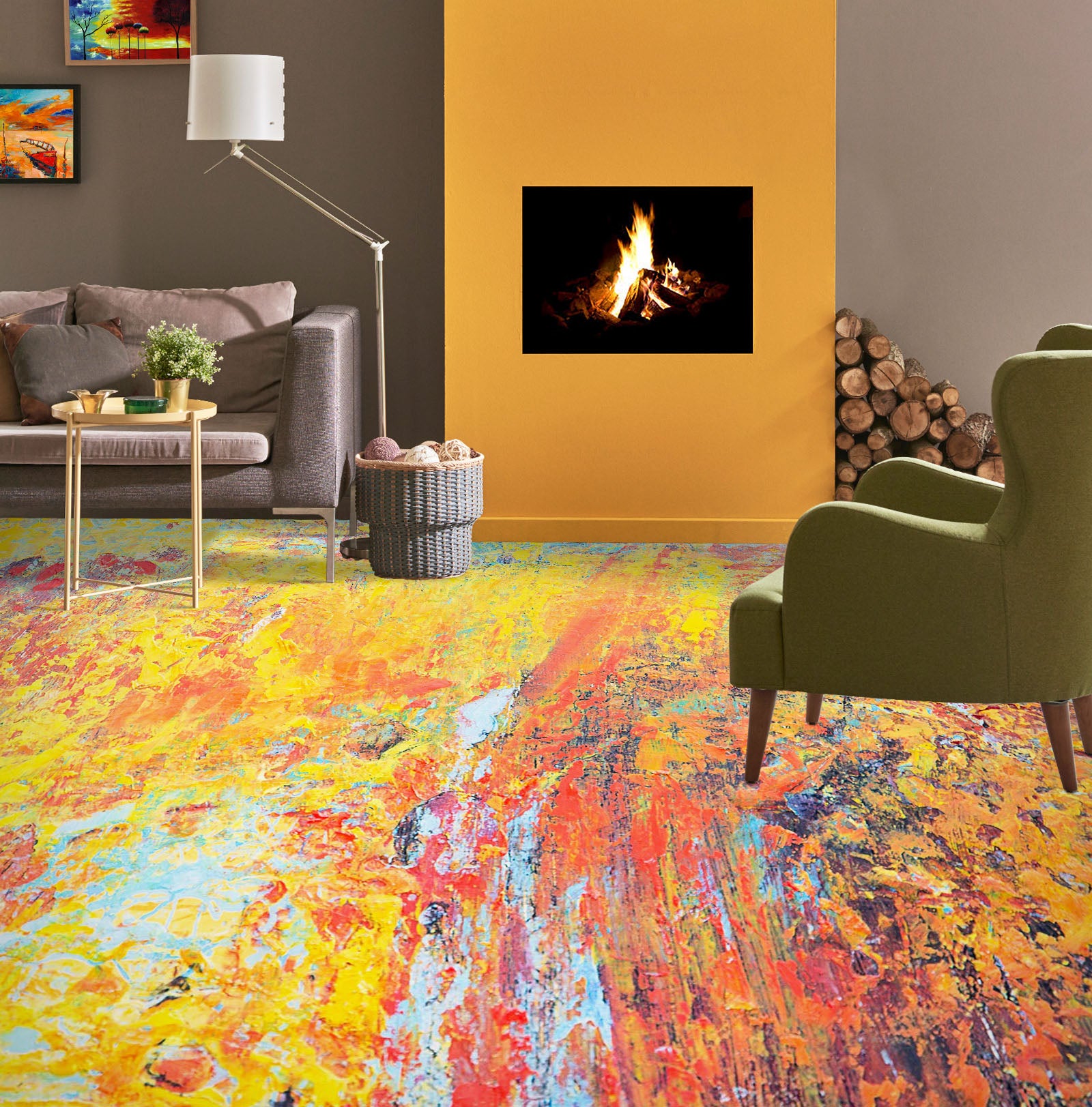 3D Warm Oil Painting 1105 Floor Mural  Wallpaper Murals Self-Adhesive Removable Print Epoxy