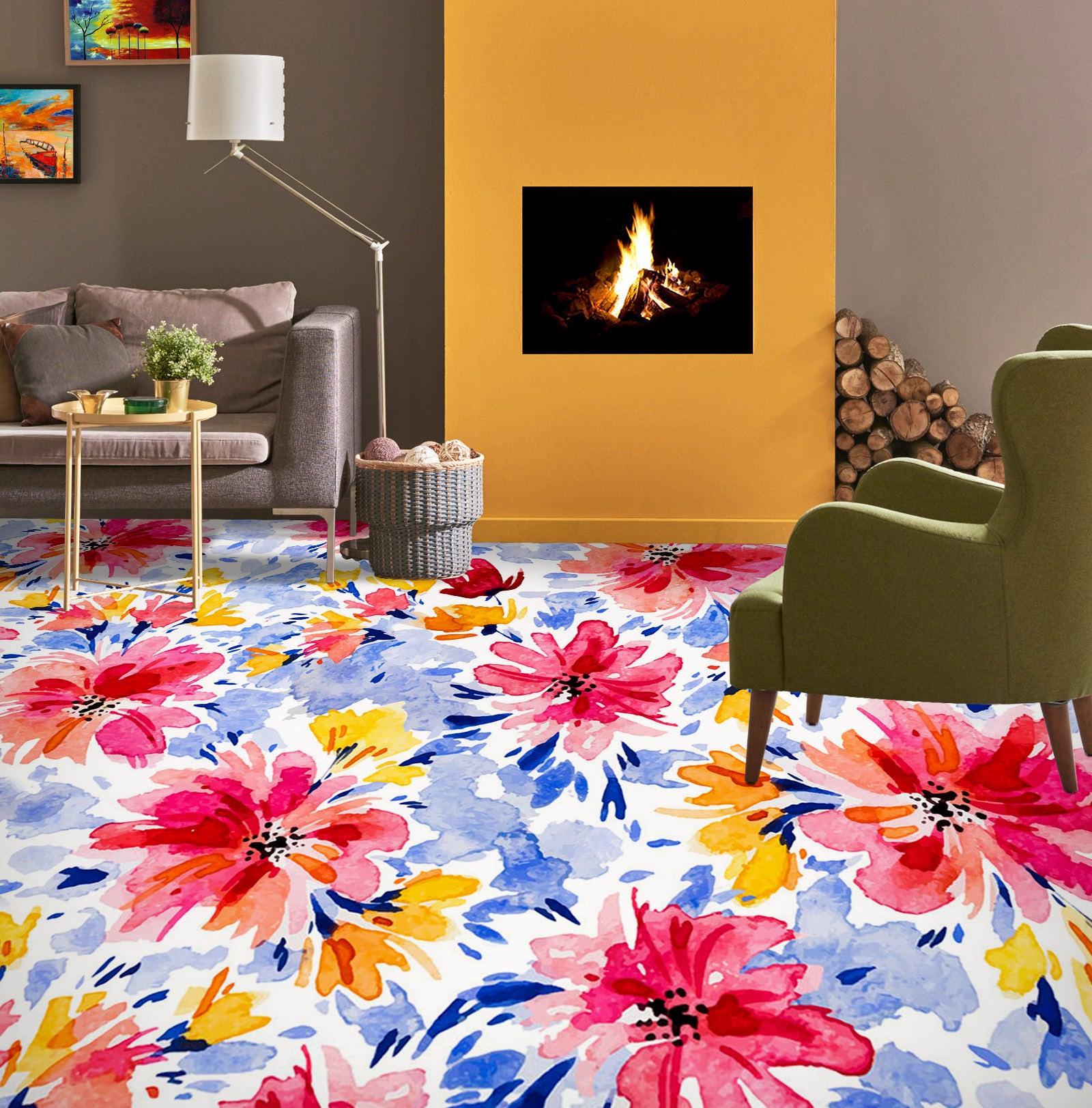 3D Dream Flower Oil Painting 1272 Floor Mural  Wallpaper Murals Self-Adhesive Removable Print Epoxy